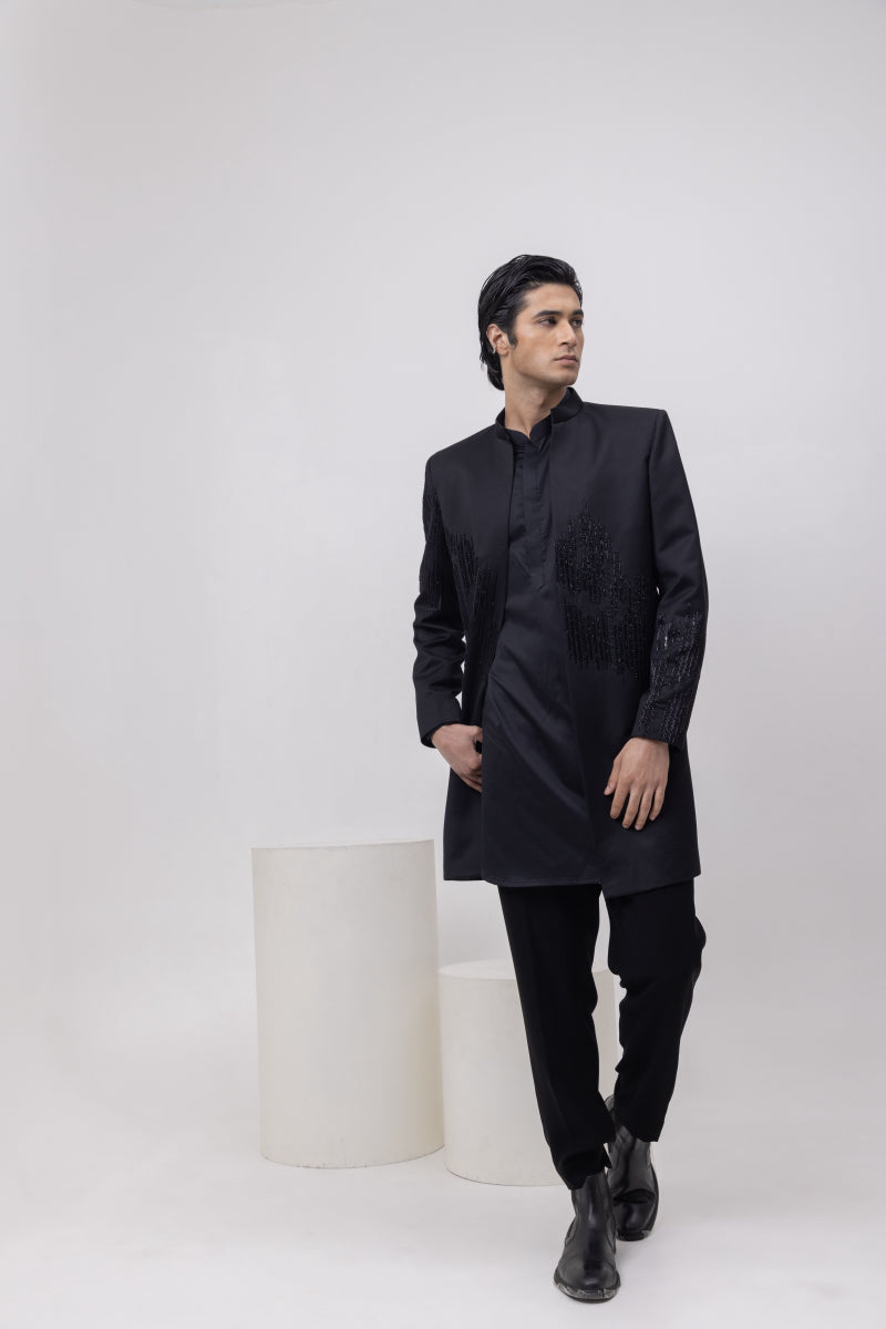 CABLE THREADS - INDOWESTERN OPEN JACKET KURTA SET WITH TROUSERS