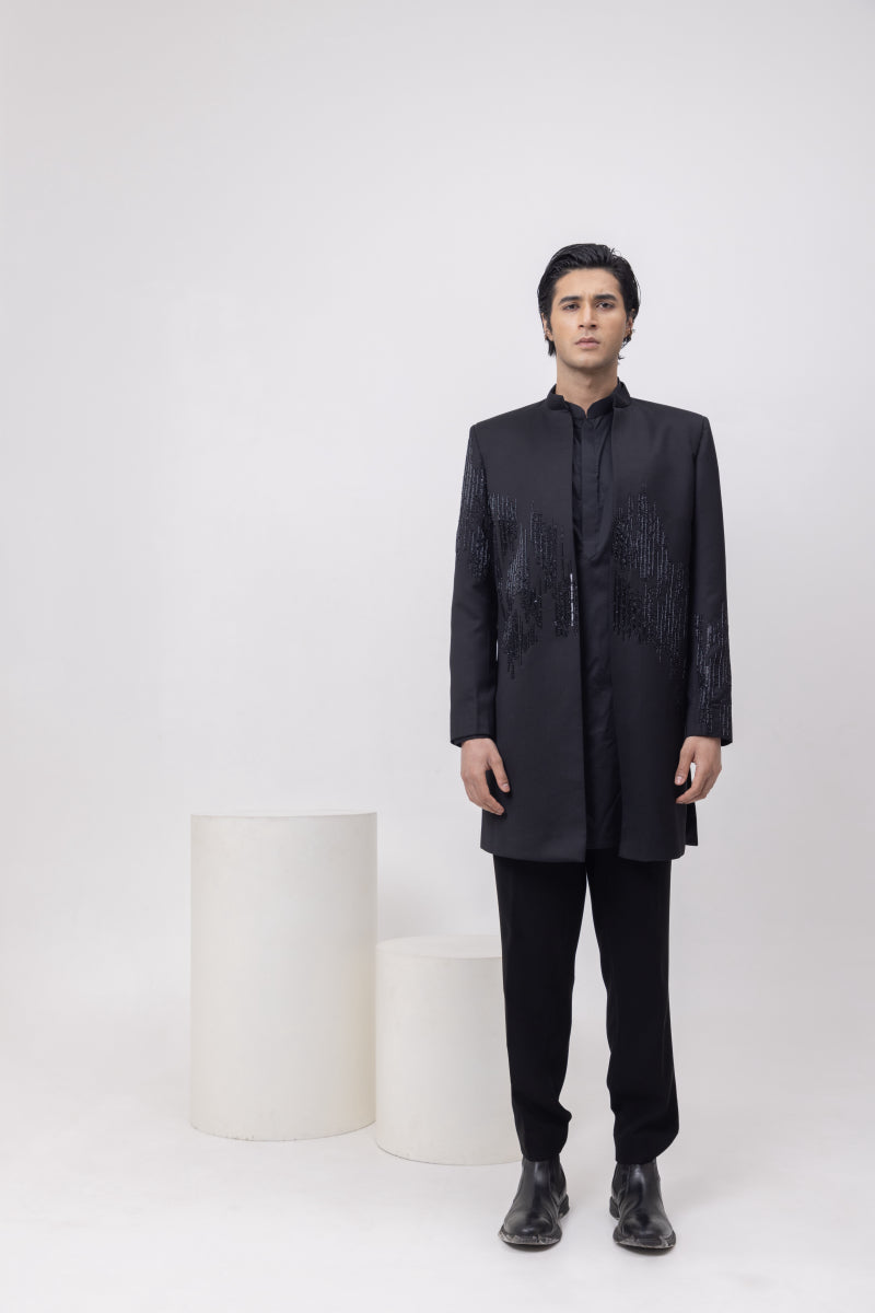 CABLE THREADS - INDOWESTERN OPEN JACKET KURTA SET WITH TROUSERS