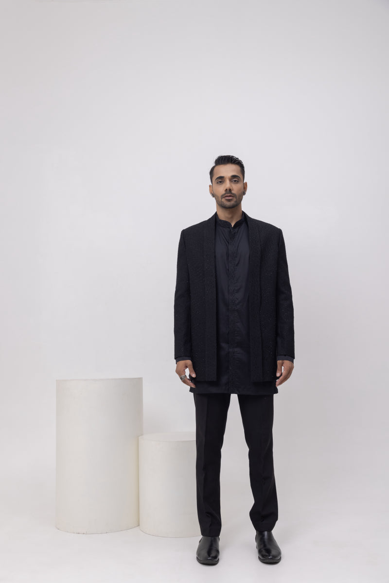 ARROW THREADS - INDOWESTERN SHORT OPEN JACKET WITH KURTA AND TROUSER SET