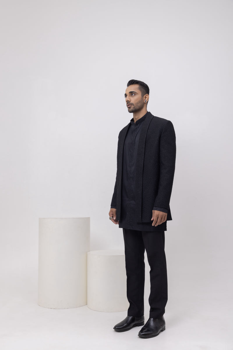 ARROW THREADS - INDOWESTERN SHORT OPEN JACKET WITH KURTA AND TROUSER SET