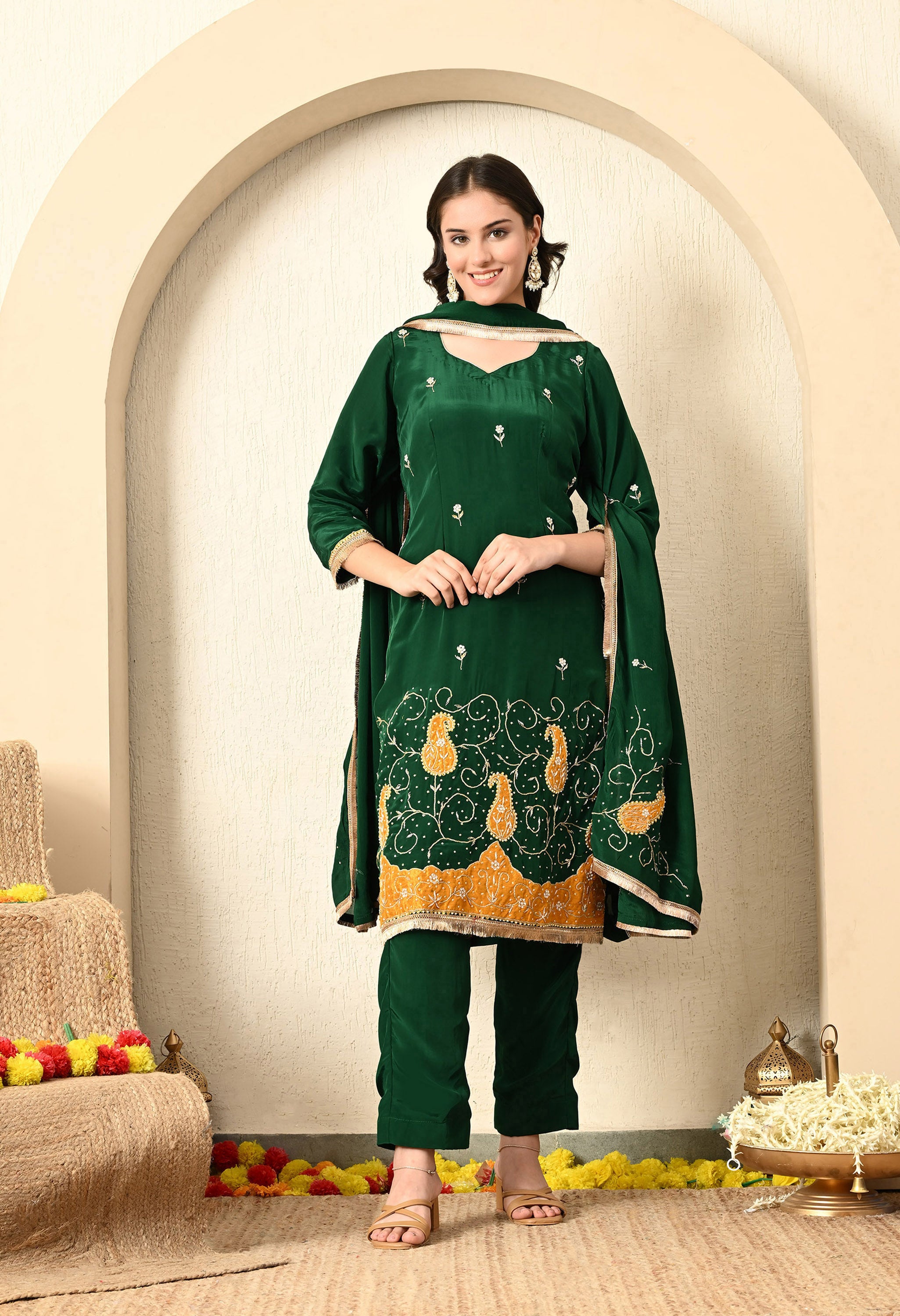 Bottle Green Kurta Set