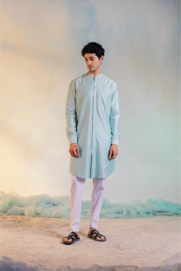 Men's Double Pocket Kurta With Pant - Set of 2