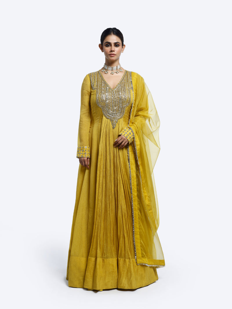 Crush Fabric V-Neck Suit Set