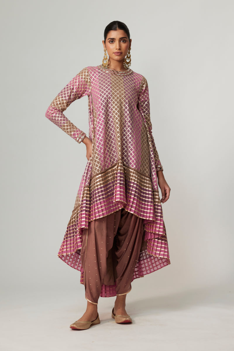 MUD MAUVE MULTICOLOR DHOTI KURTA SET