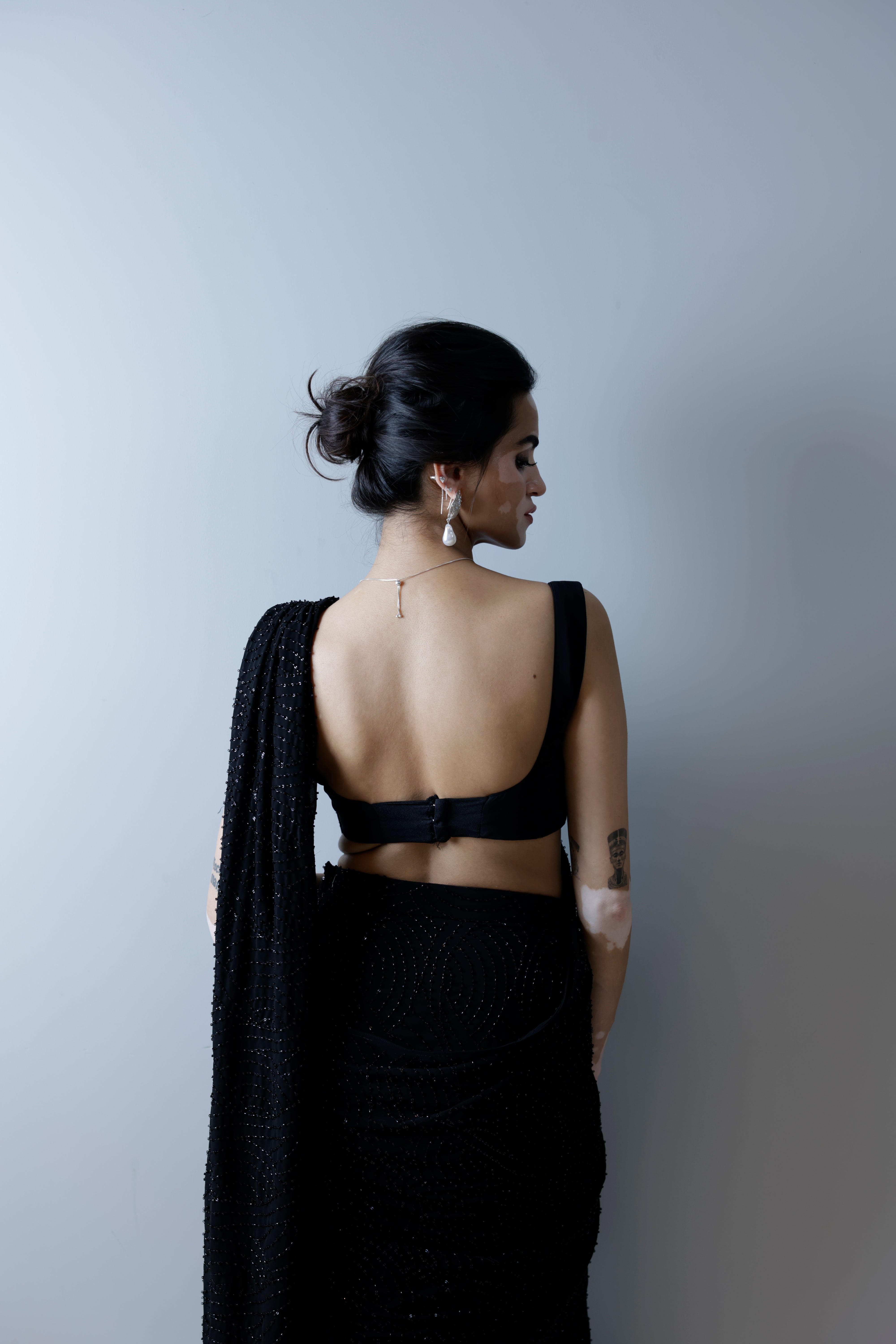 Raahat Black Cutdana Saree