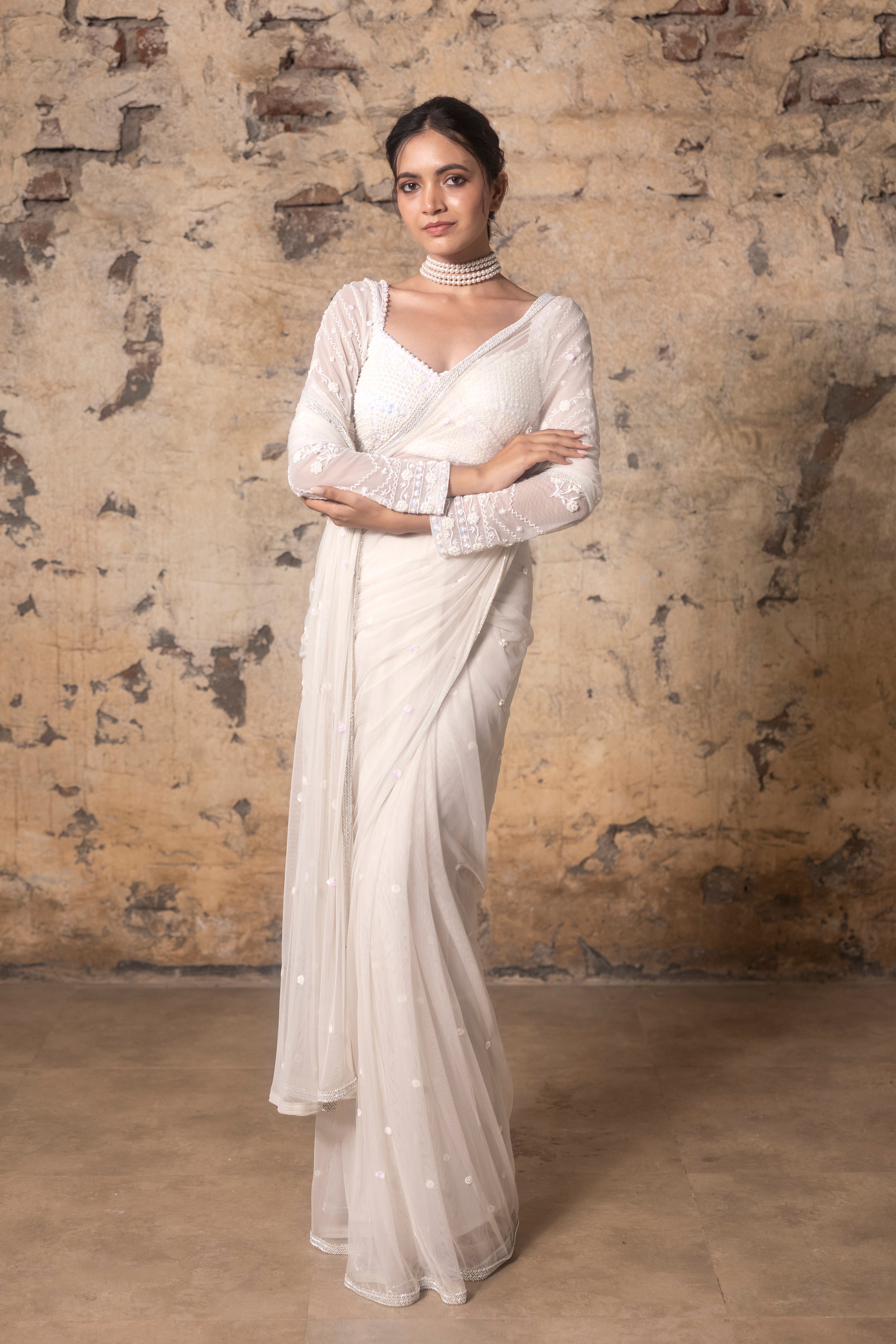 Heavy Hand Embroidered Blouse With Hand Embroidered Saree