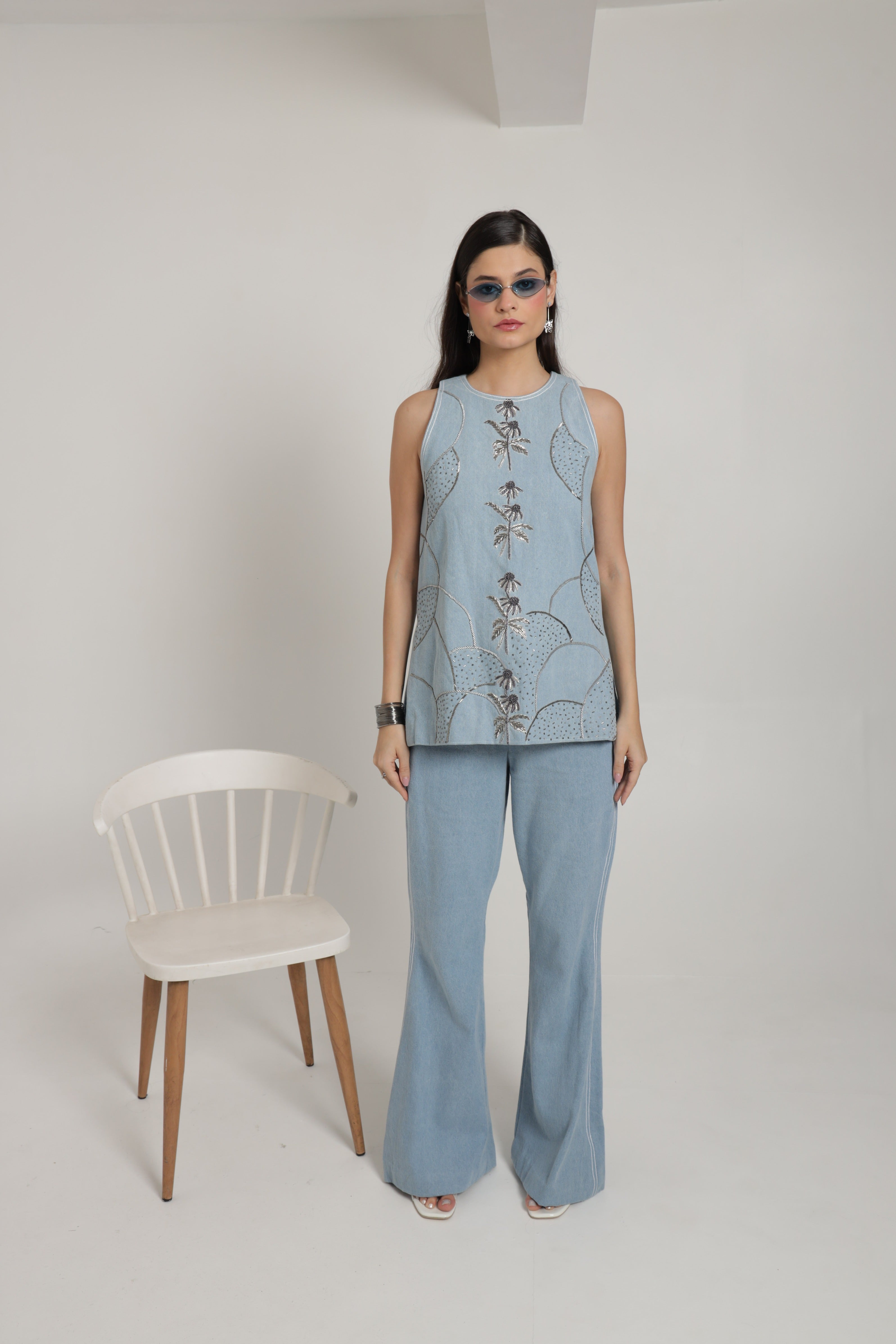 Light blue halter top with pant