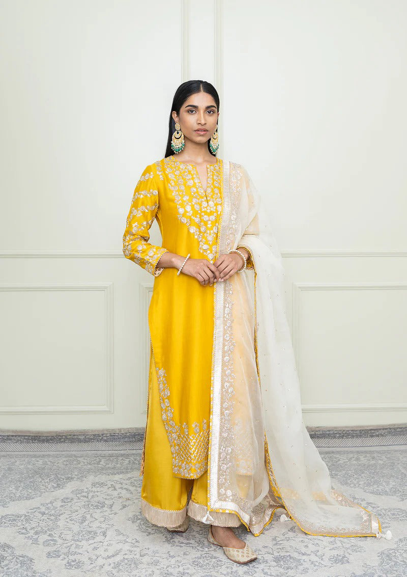 Aarvi-Long kurta with palazzo and dupatta