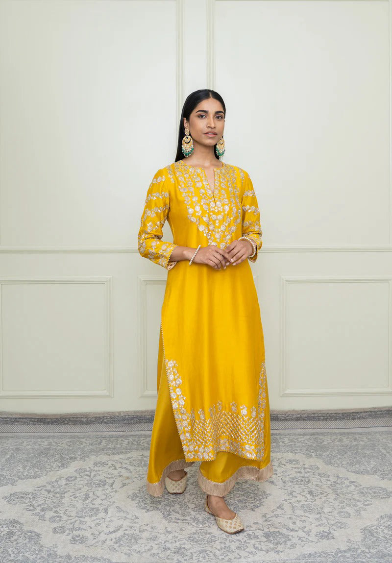 Aarvi-Long kurta with palazzo and dupatta