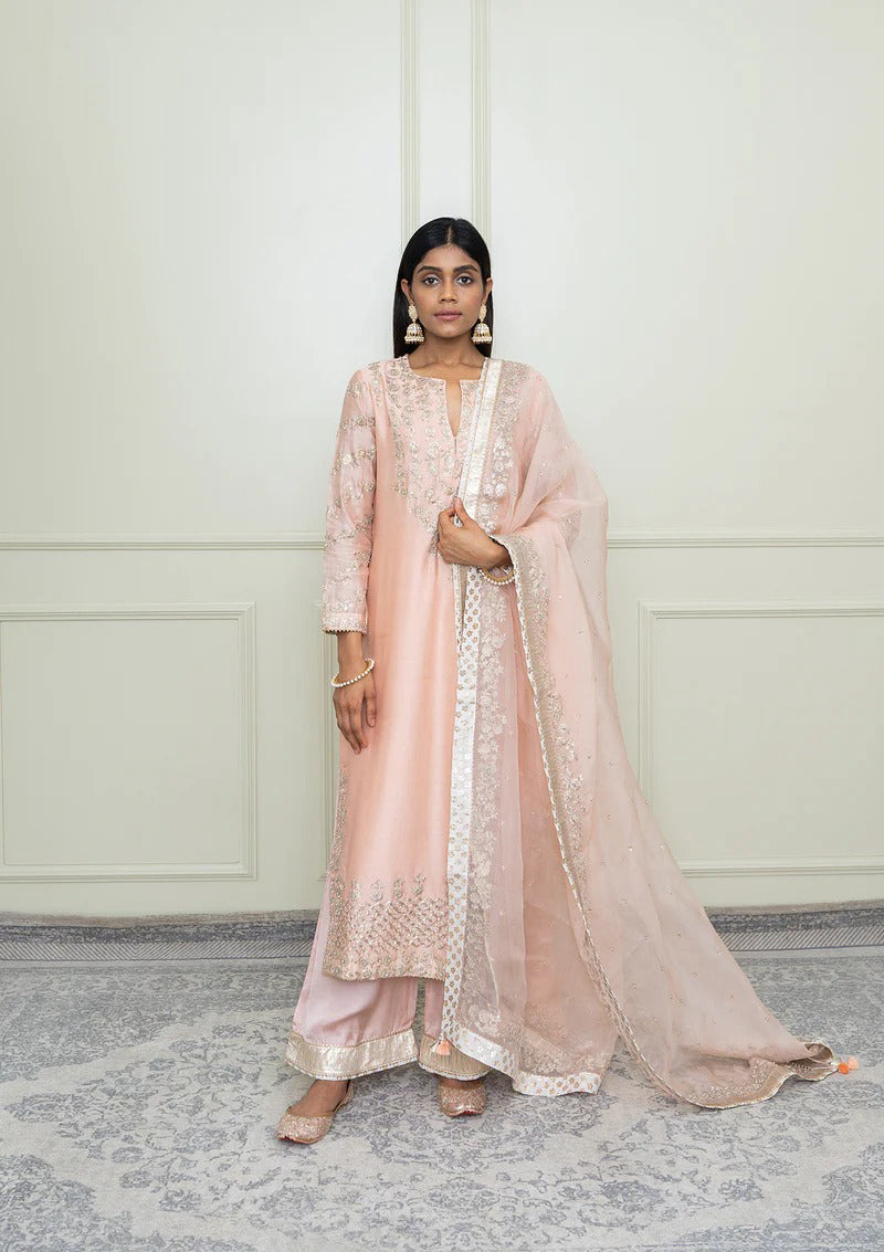 Aarvi-Long kurta with palazzo and dupatta