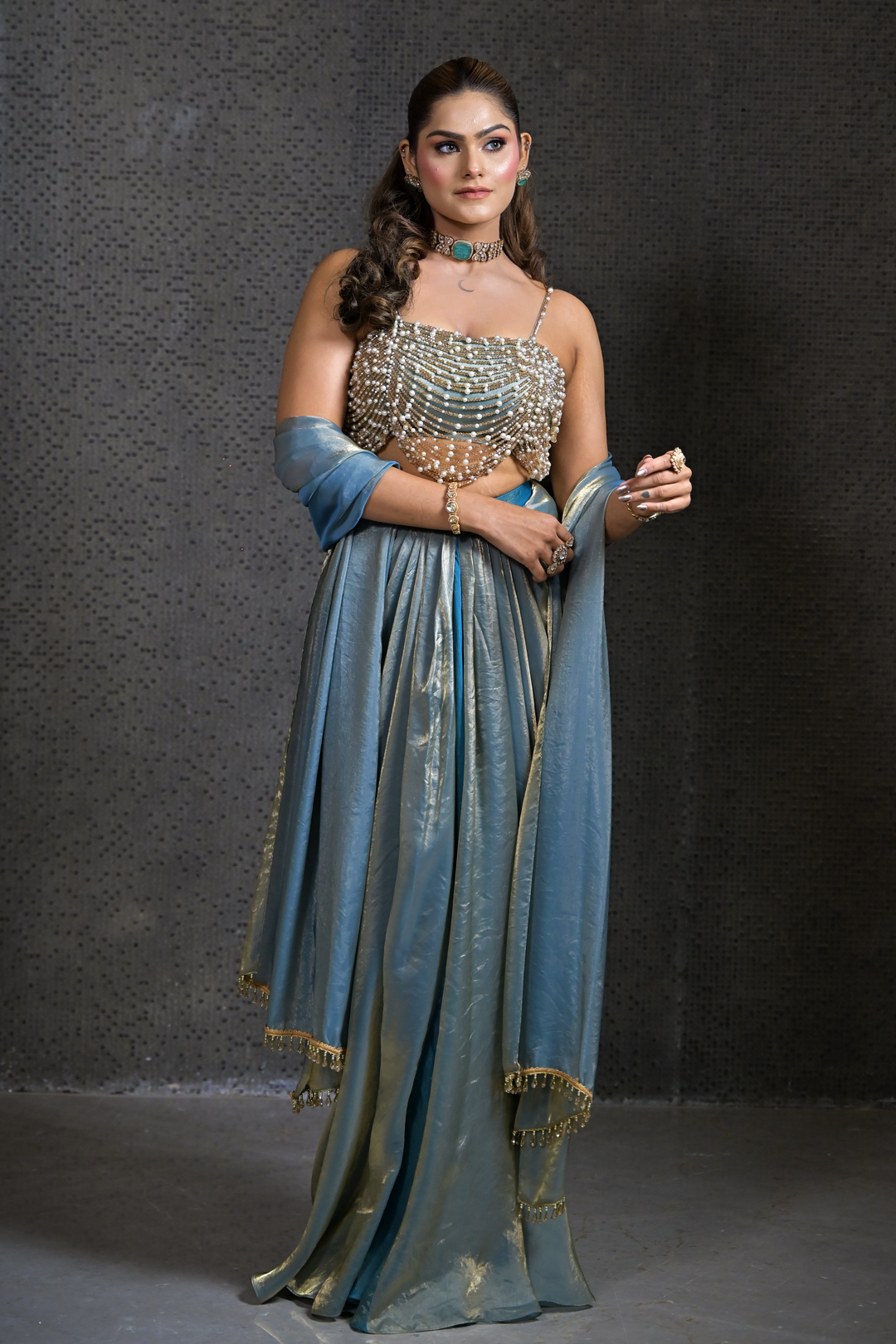 AARZOO DRAPE SKIRT & TOP SET