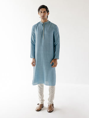 Aitbaar Blue Kurta Set- front view