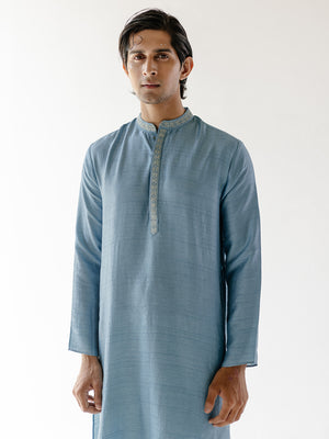 Aitbaar Blue Kurta Set- front view