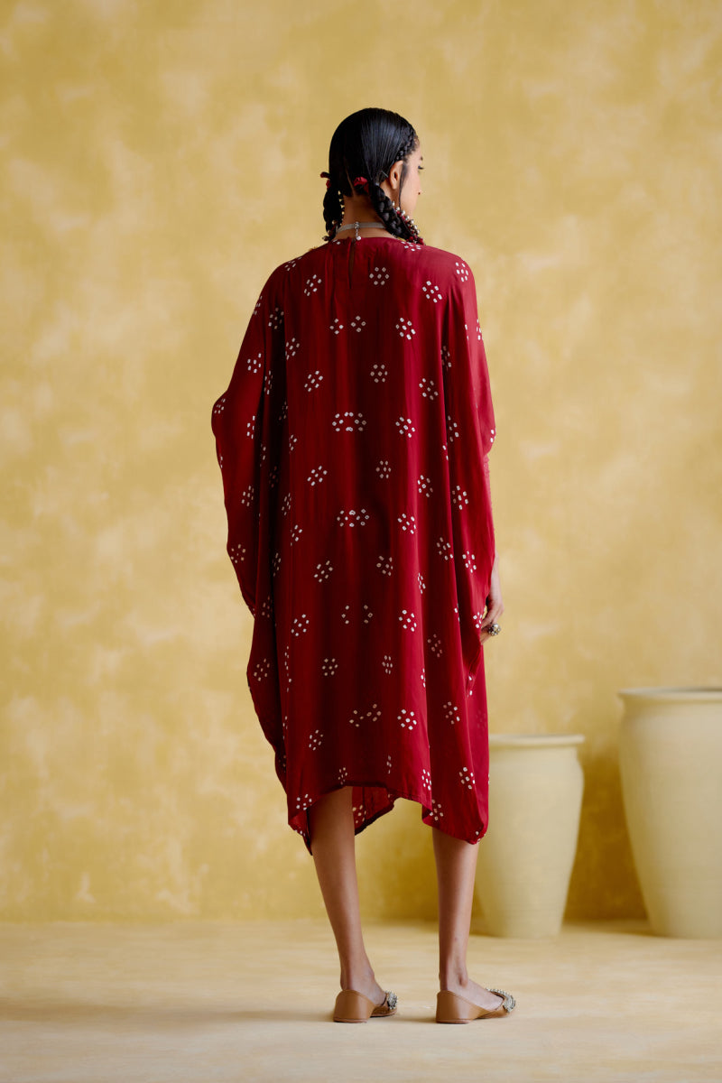 Annapoorna- Maroon Bandhini Kaftan
