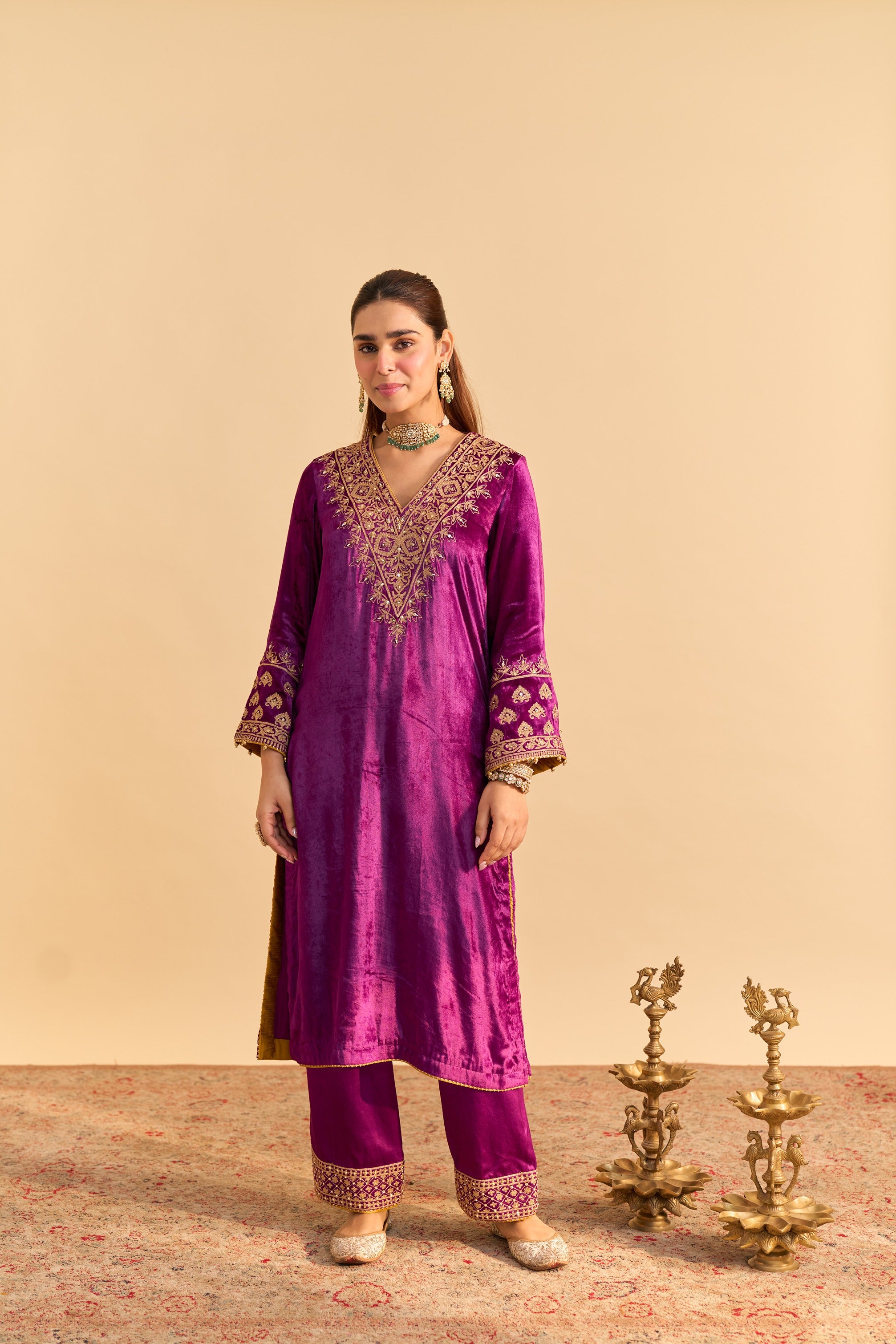 Aynaz - Deep Purple Kurta with Salwar