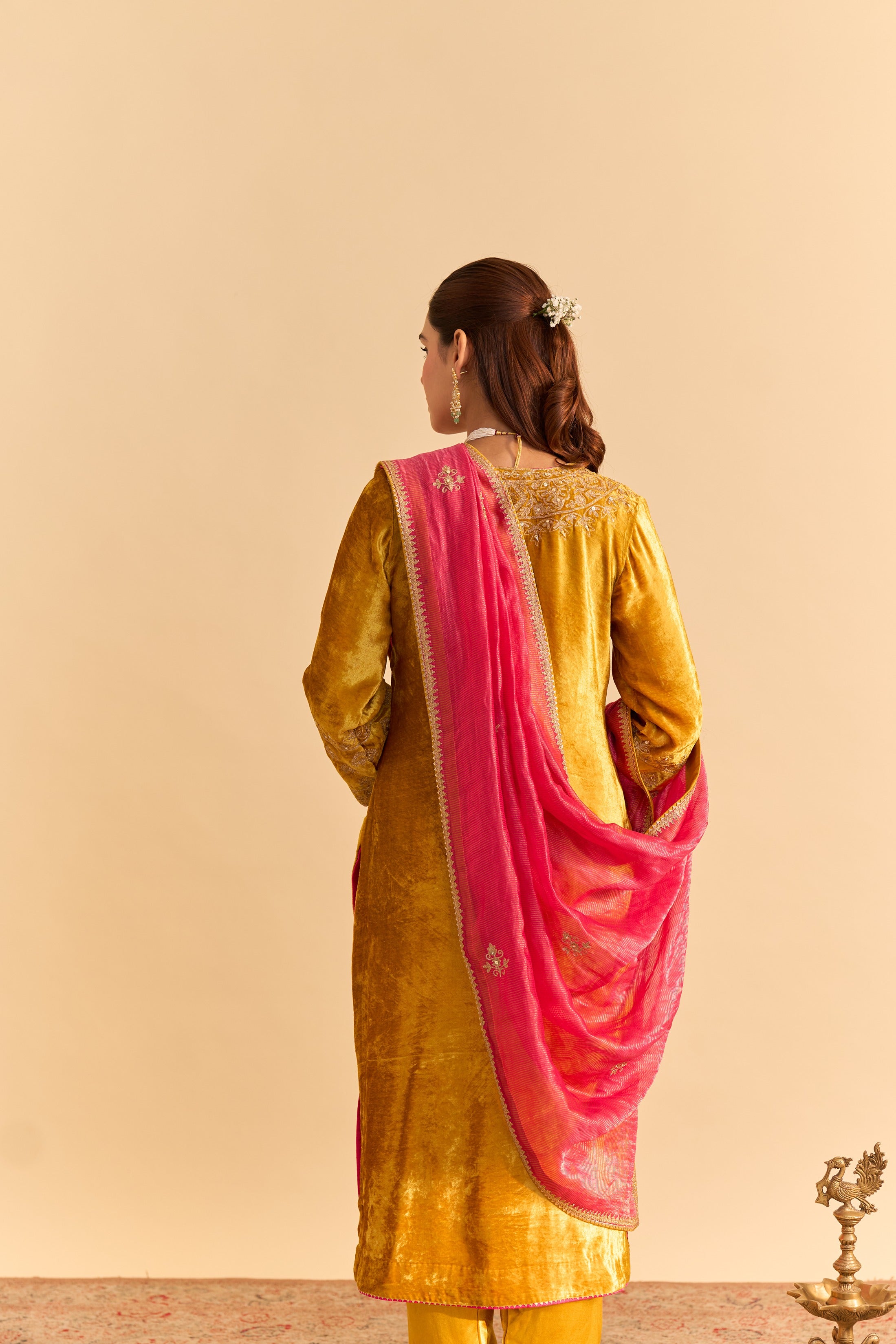 Aynaz - Mustard Kurta with Salwar and Dupatta