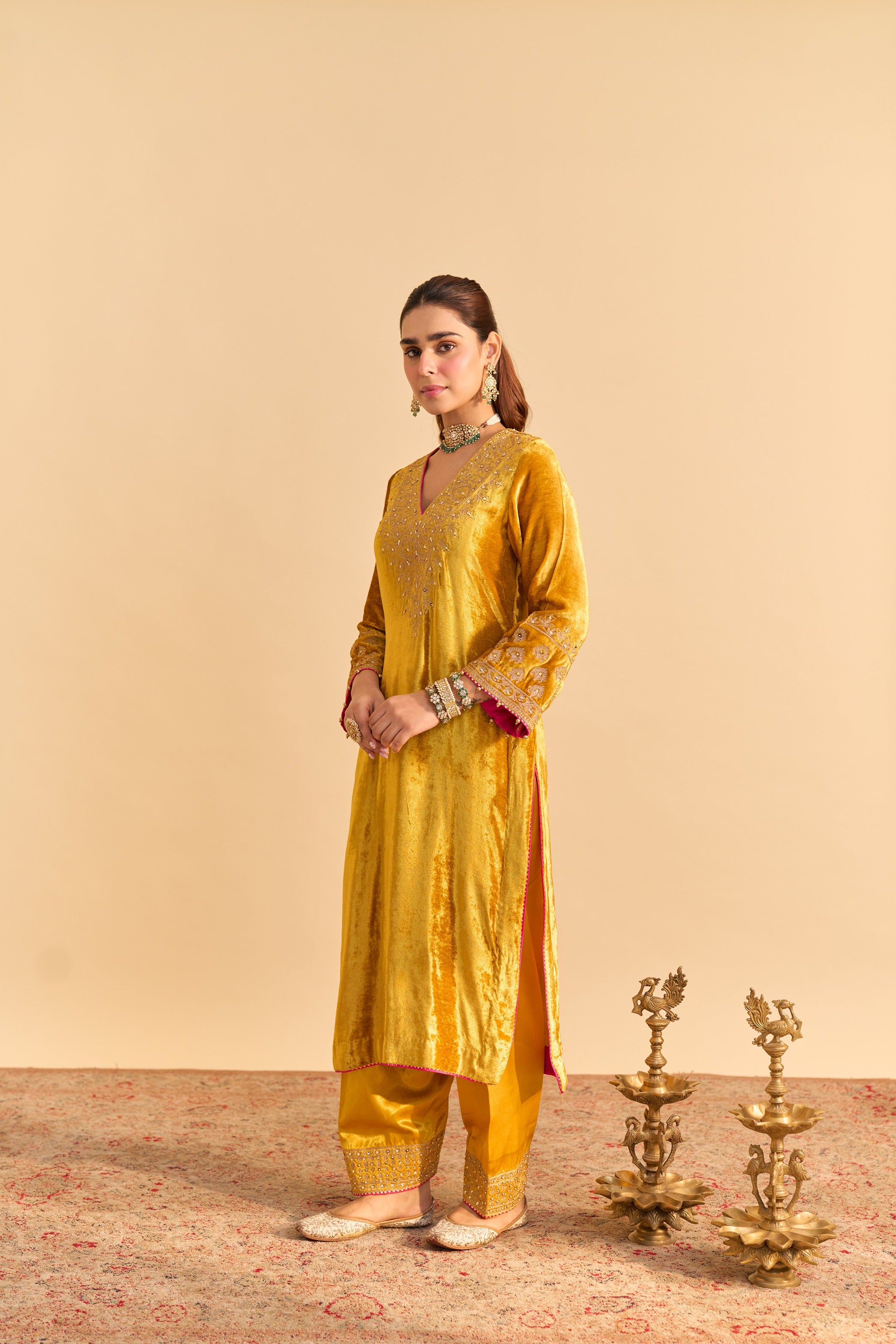 Aynaz - Mustard Kurta with Salwar