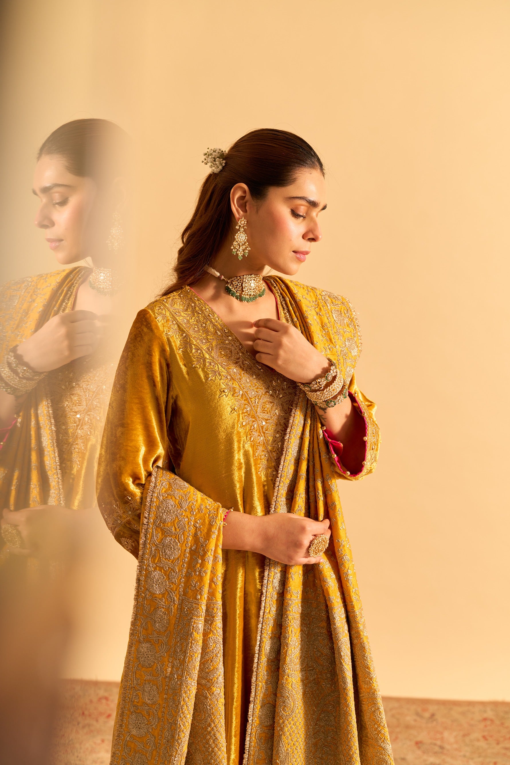 Aynaz - Mustard Kurta with Salwar