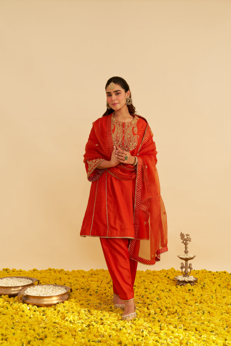 Ayra-Short Chauga With Salwar And Dupatta