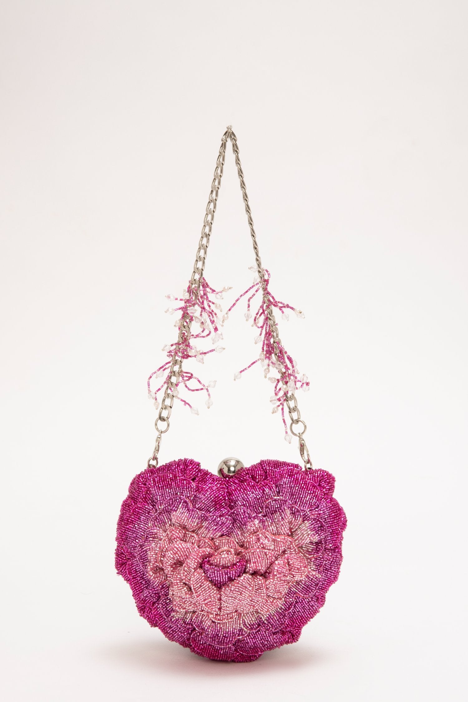 Isa Beaded Heart Clutch – Rose
