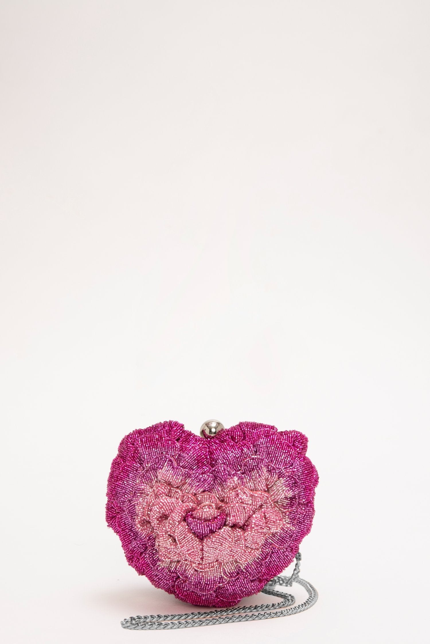 Isa Beaded Heart Clutch – Rose