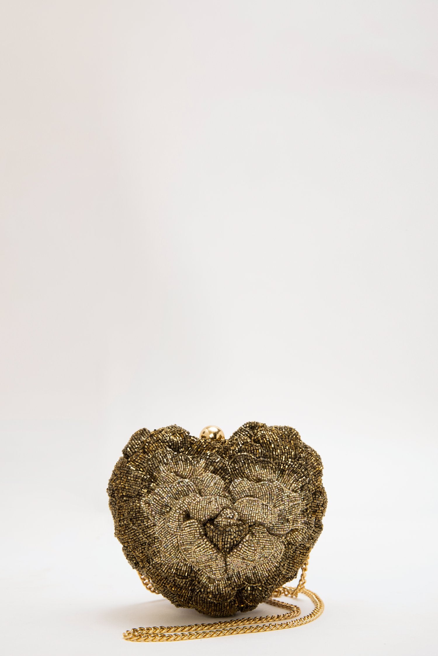 Isa Beaded Heart Clutch – Vintage Gold