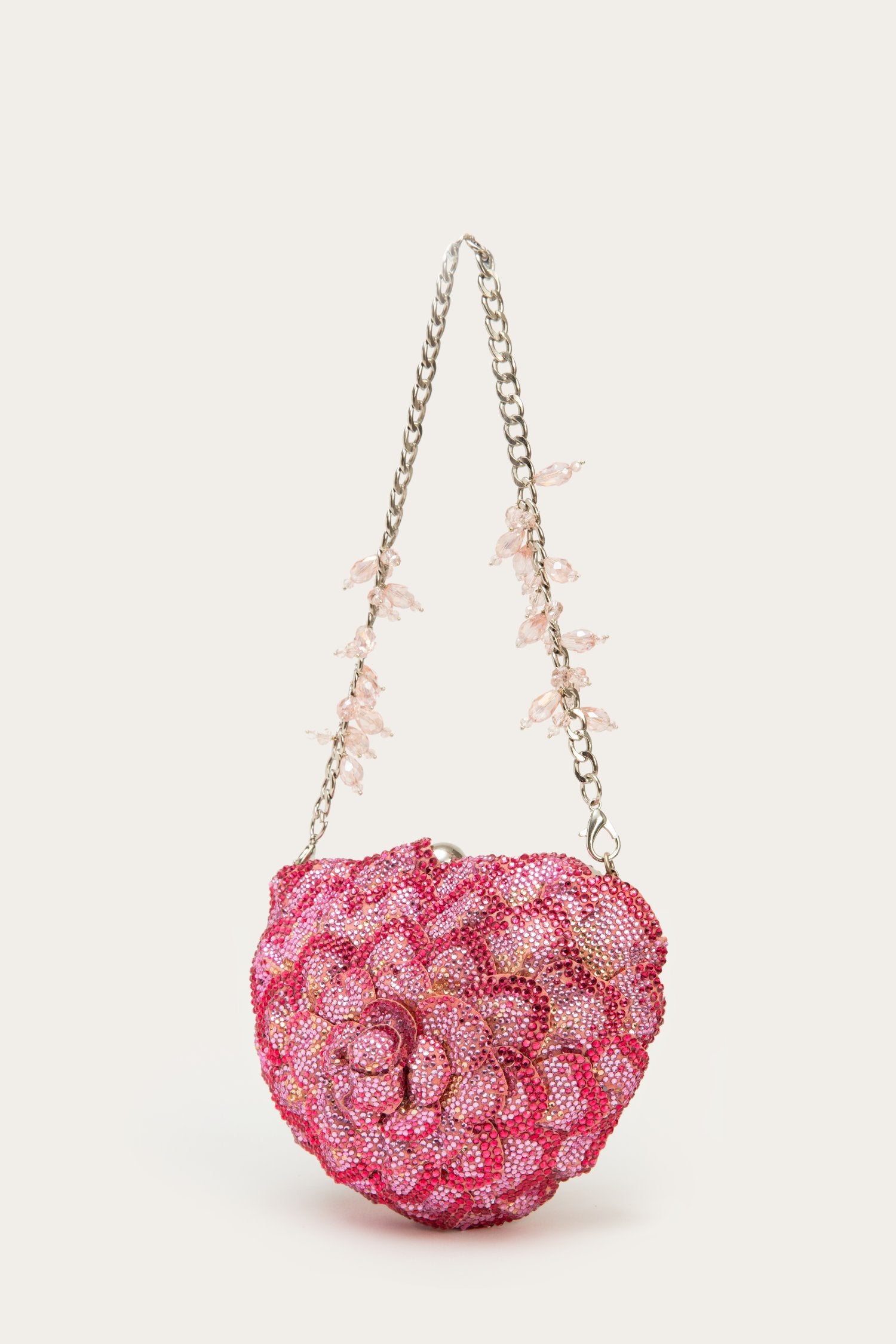 Isa Crystal Heart Clutch- Blush