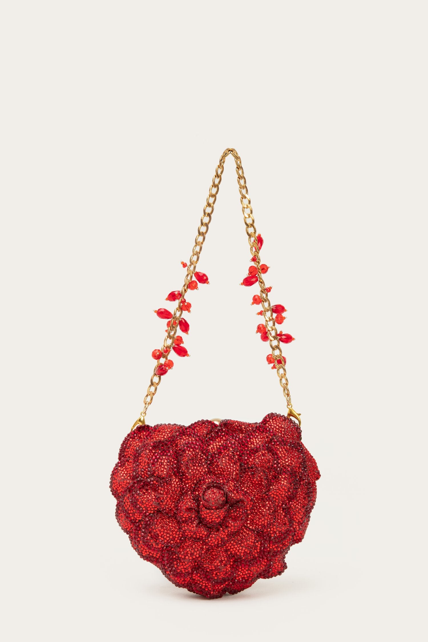 Isa Crystal Heart Clutch-Red