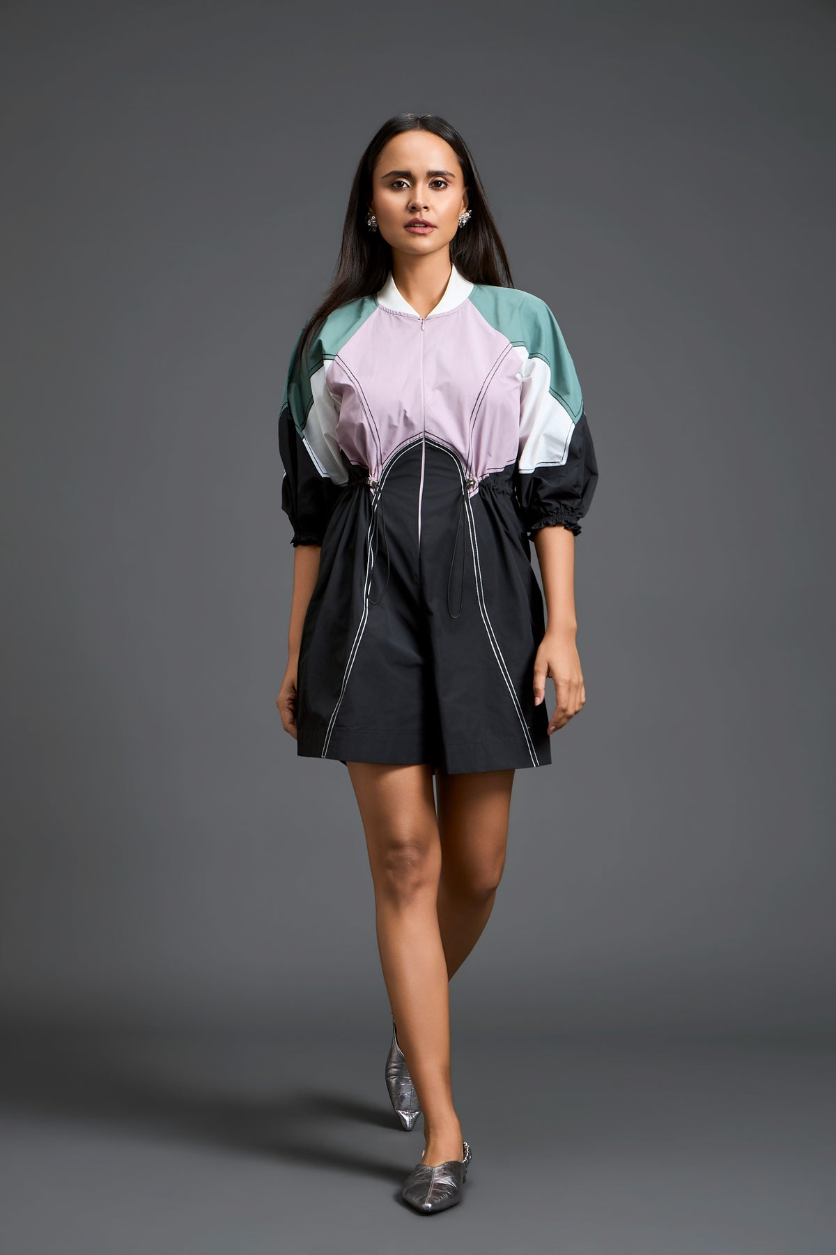 Sage Green Colour-Block Playsuit