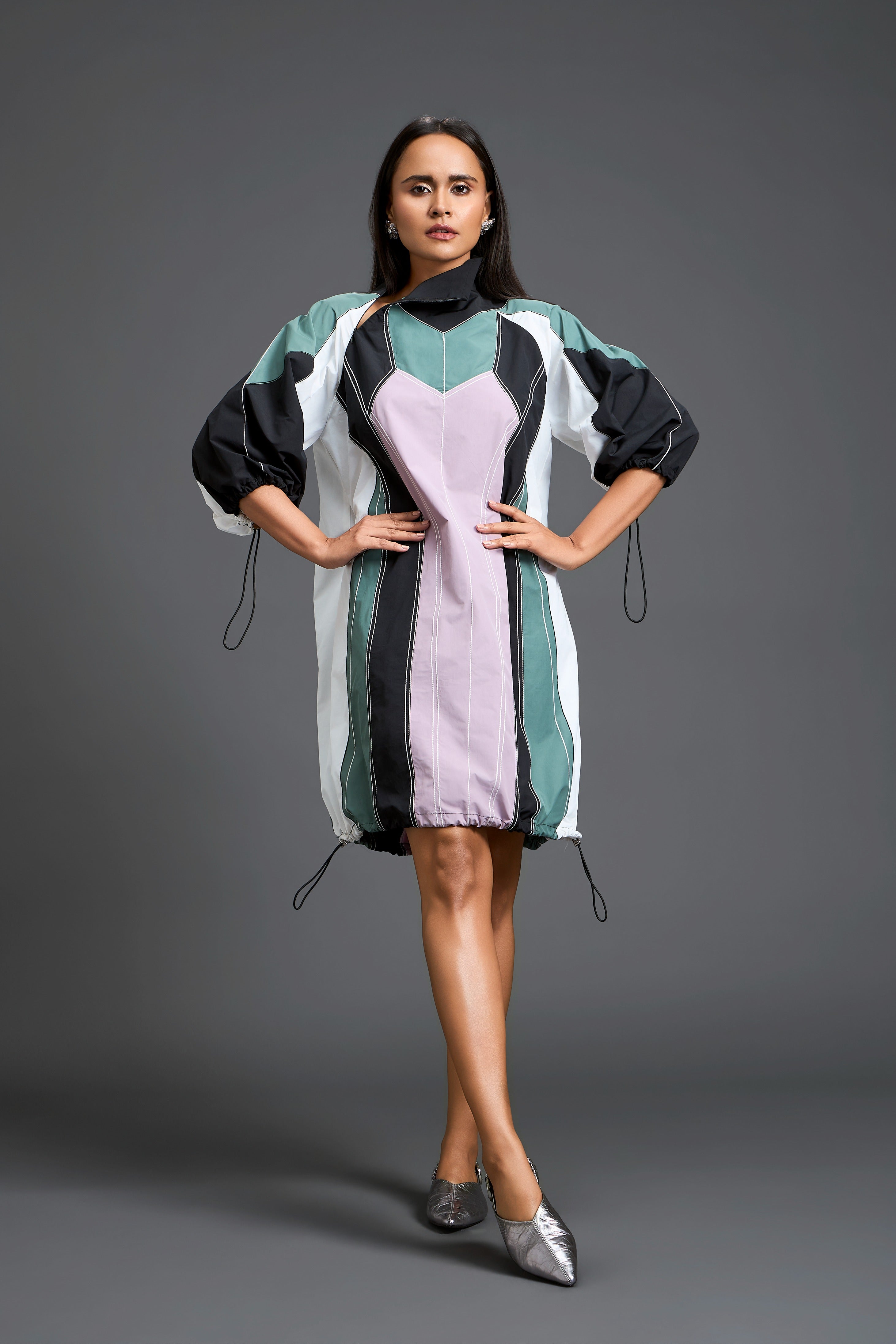 Sage Green Colour-Block Dress