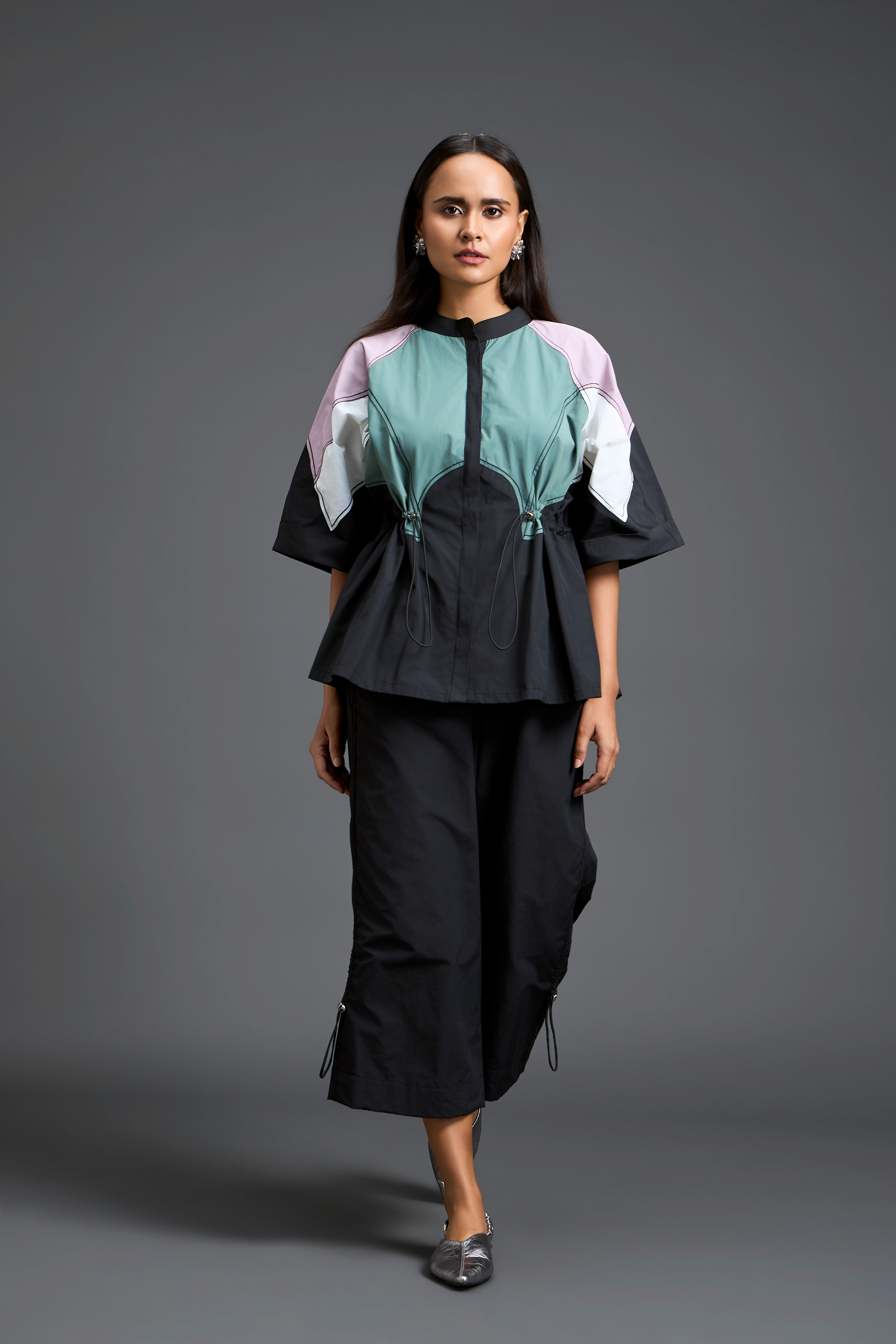 Sage Green Colour-Block Co-Ord Set