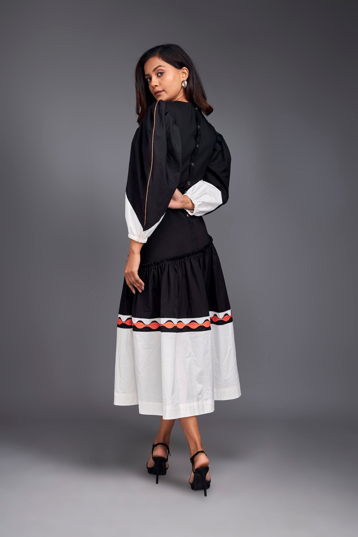 Black & White Colour Block Side Cutout Dress
