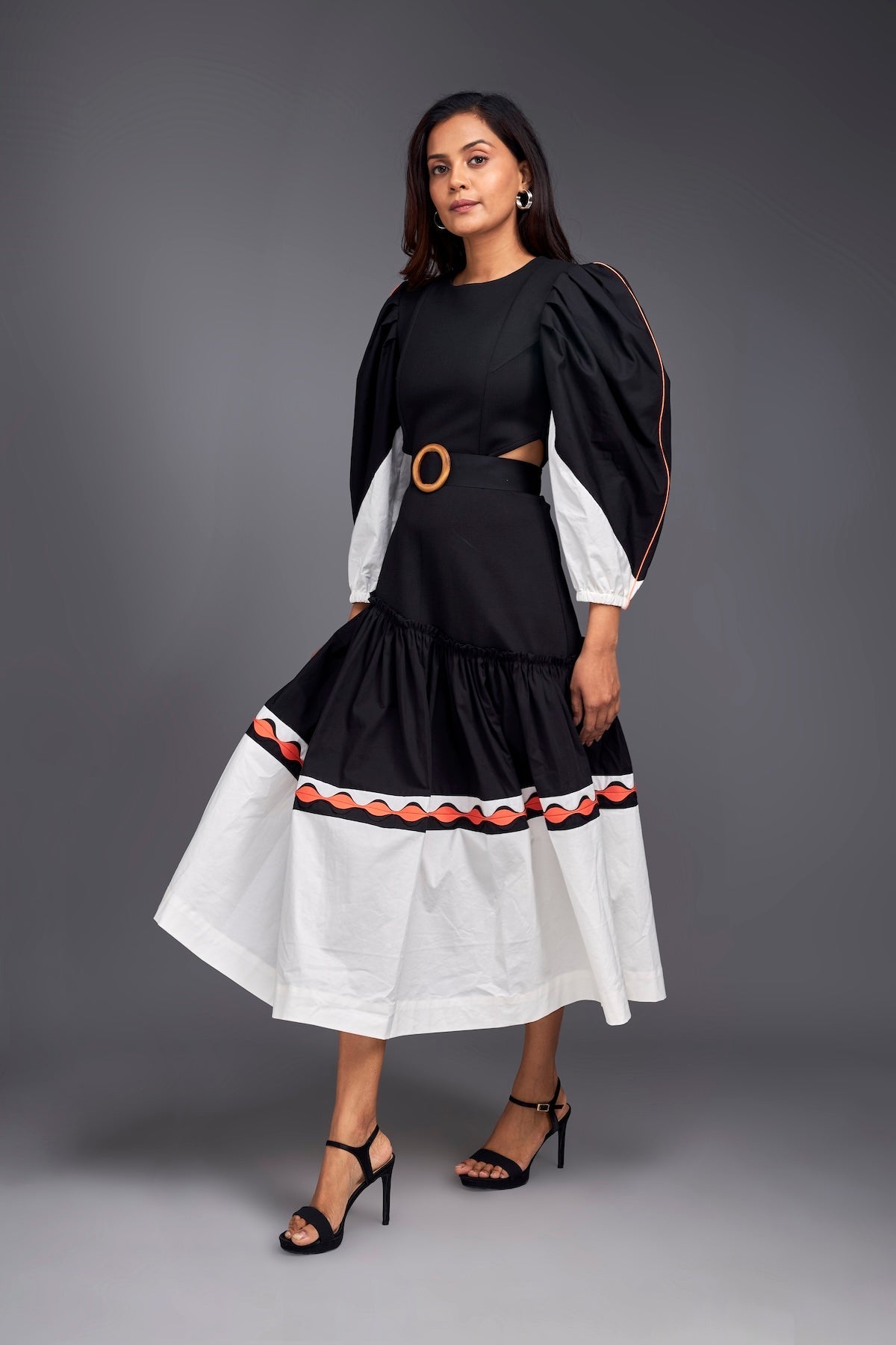 Black & White Colour Block Side Cutout Dress