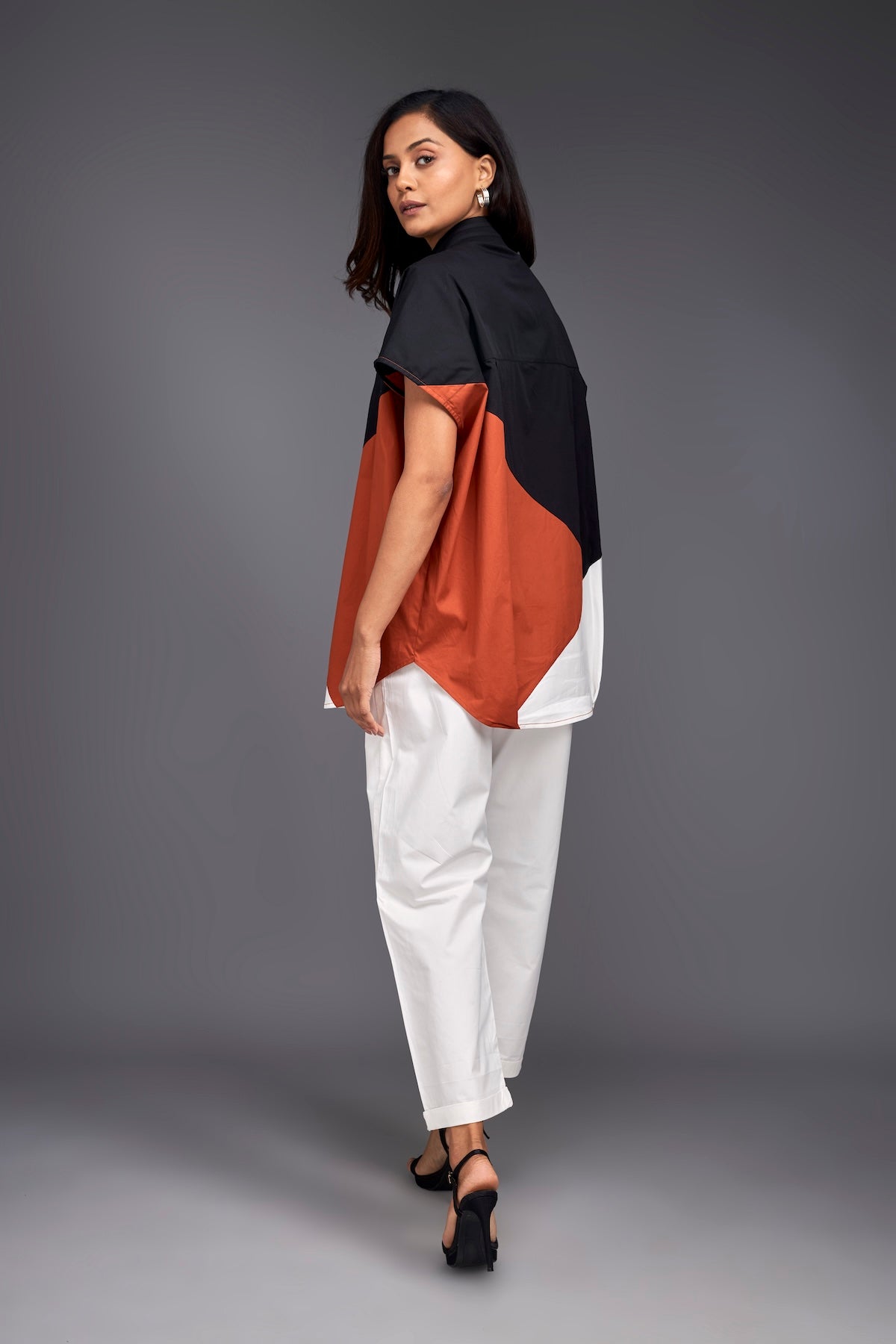 Colour Block Oversized Shirt With Pants Co-ord Set