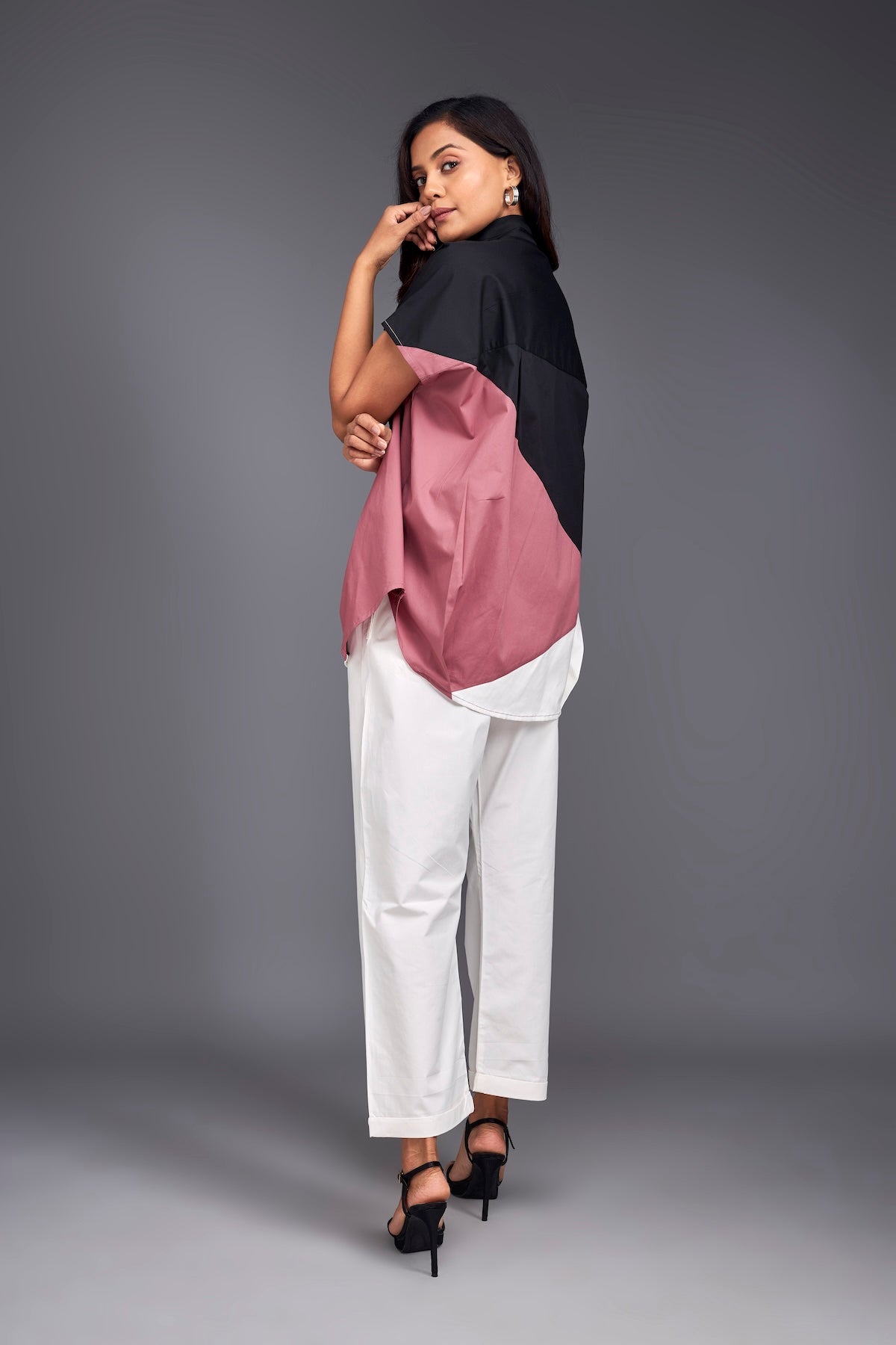 Colour Block Oversized Shirt With Pants Co-ord Set