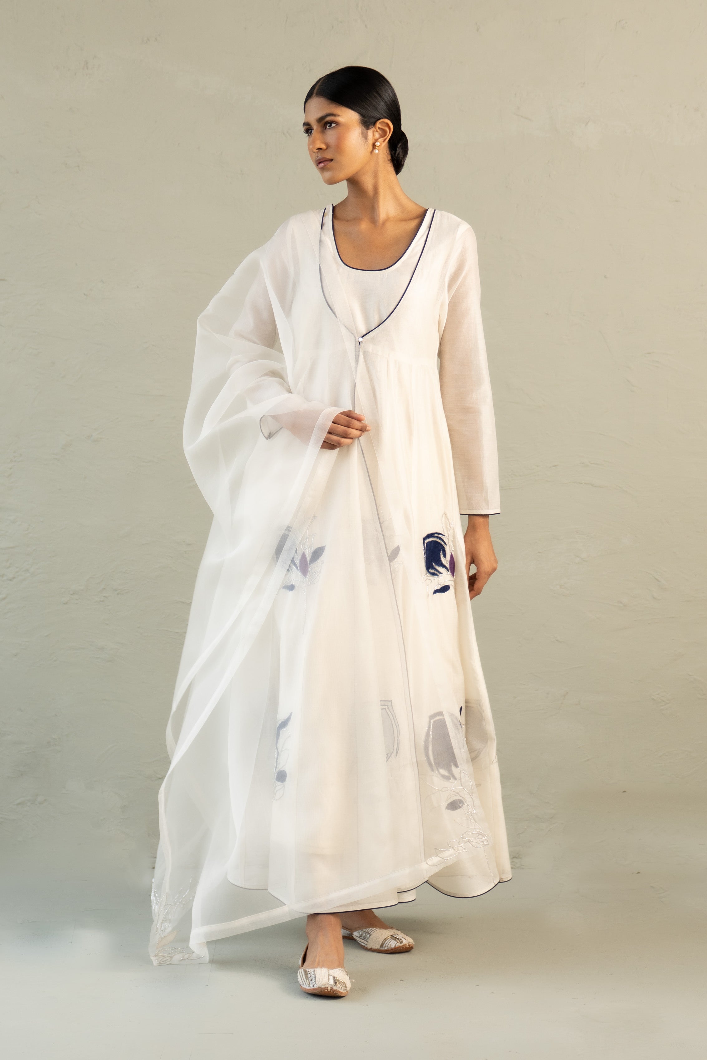 Blue Edit Anarkali With Dupatta