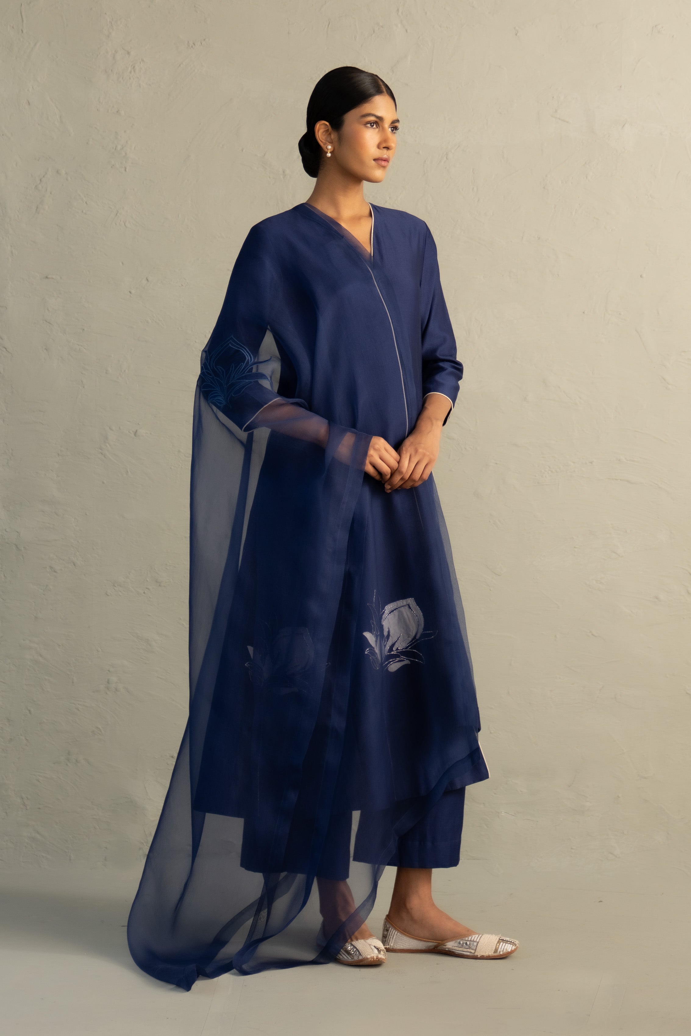 Blue Edit Hi-Lo Set With Dupatta