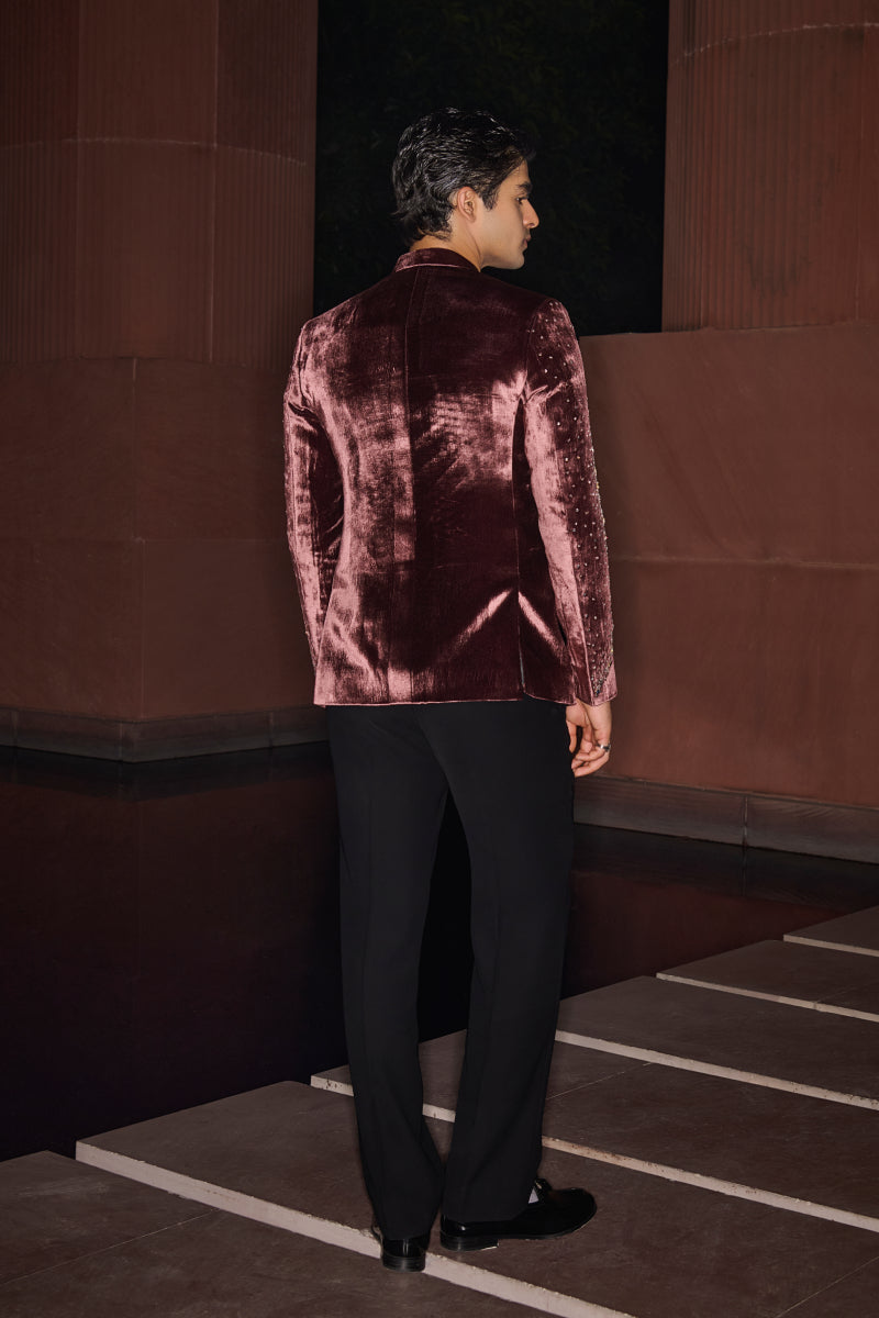 Velvet Ember Bandhgala Set