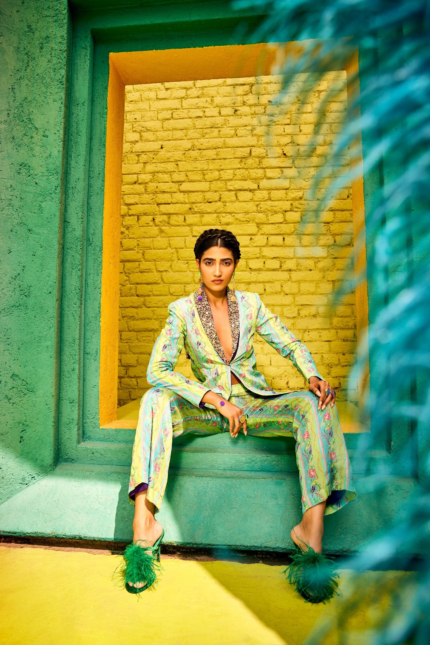 Floral Print Co-ord Set with Corset & Sash