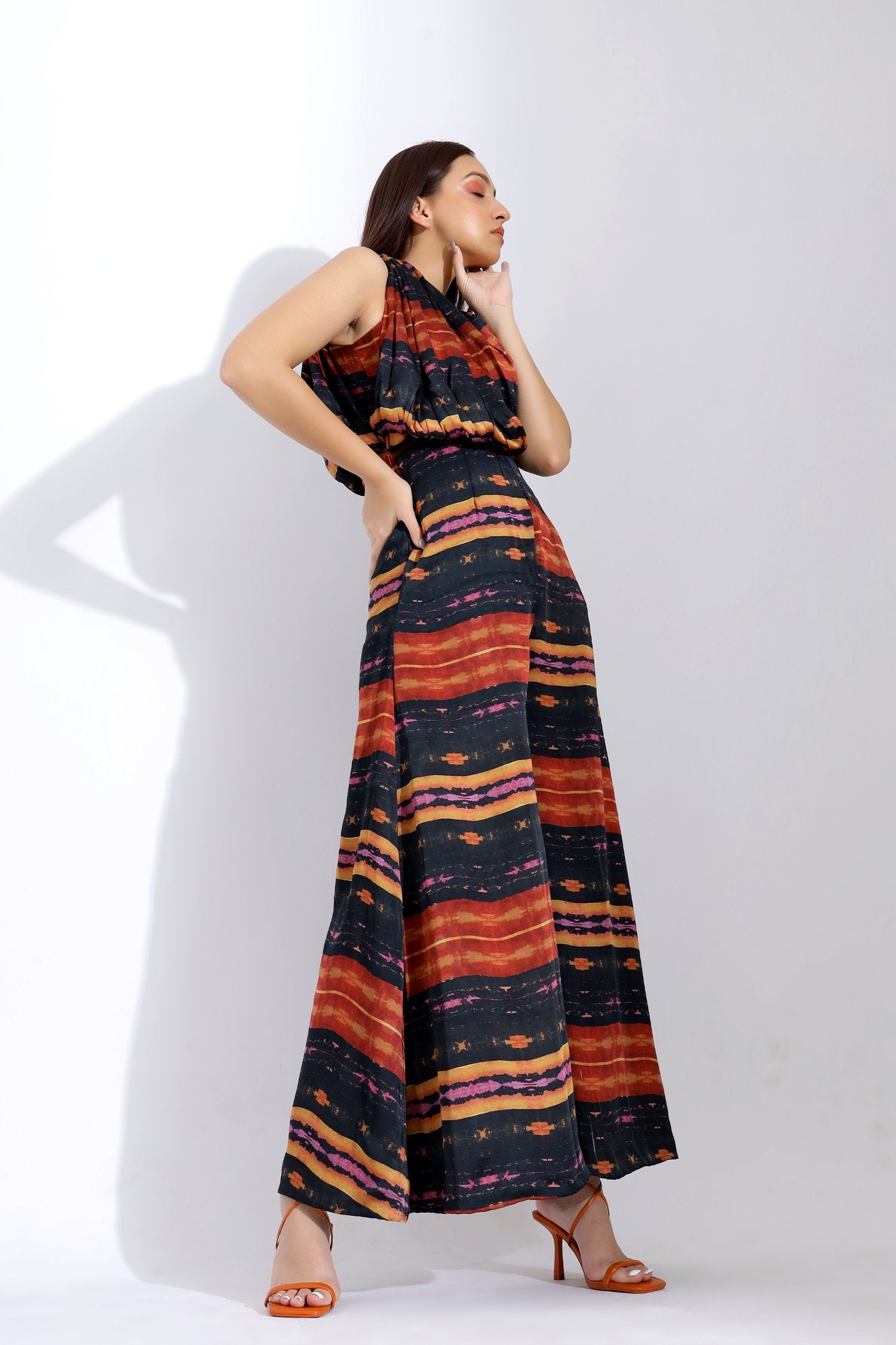 One Shoulder Drape Jumpsuit