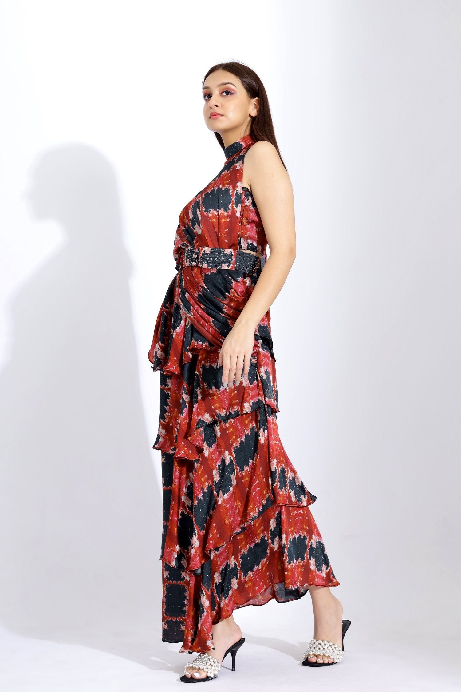 Printed Frill Pre- Stitched Sari
