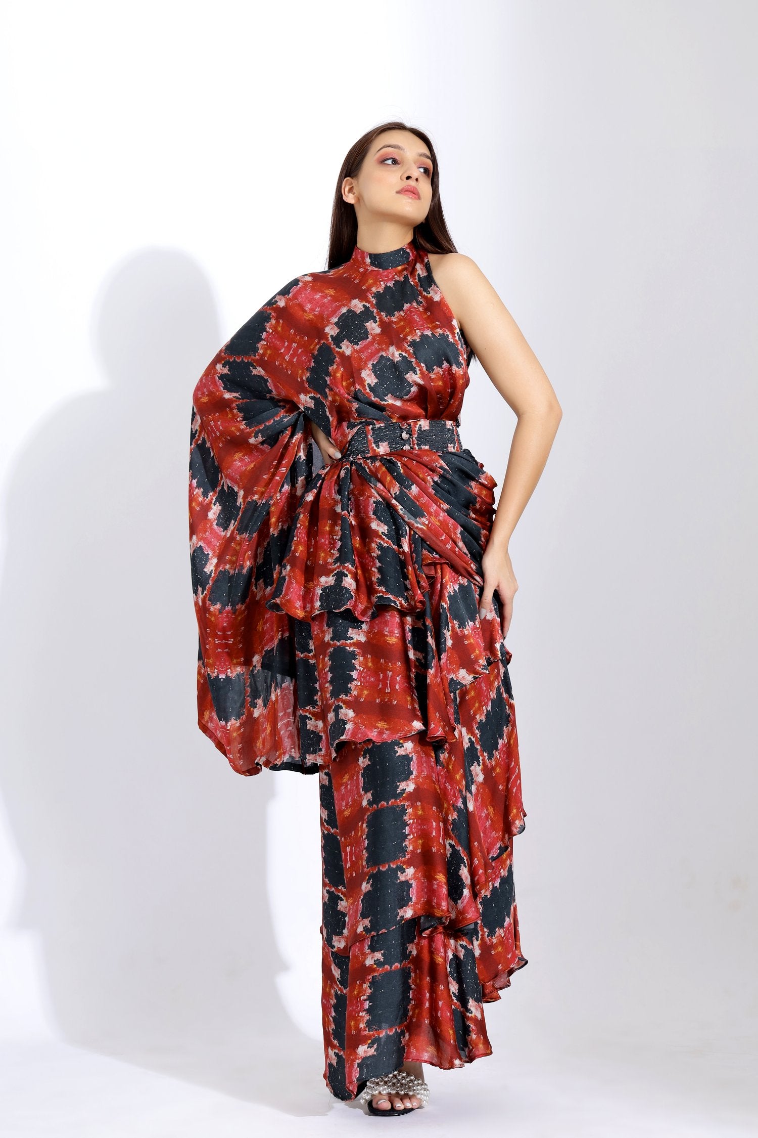 Printed Frill Pre- Stitched Sari