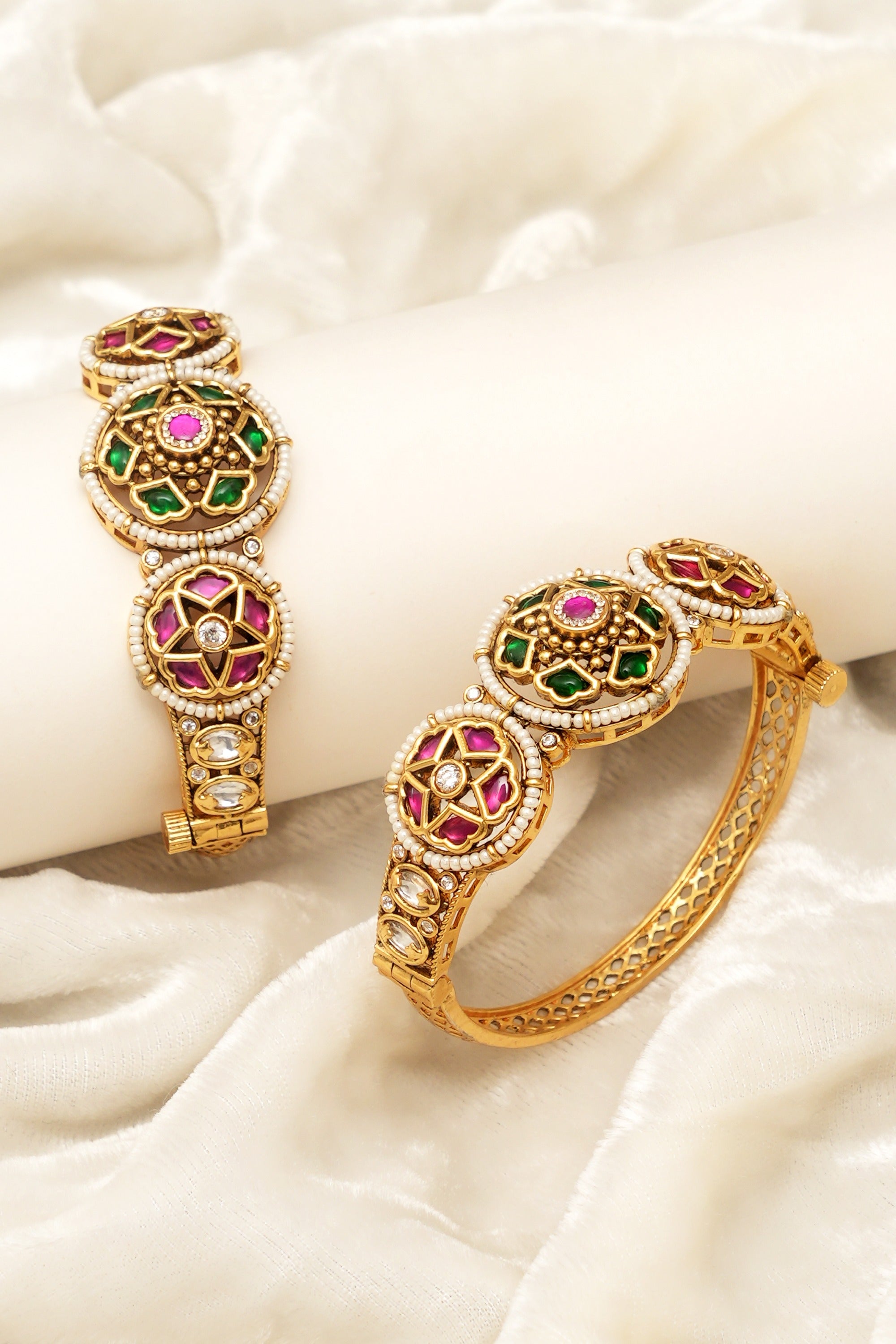 Royal Kundan Gold Look Bangles Set