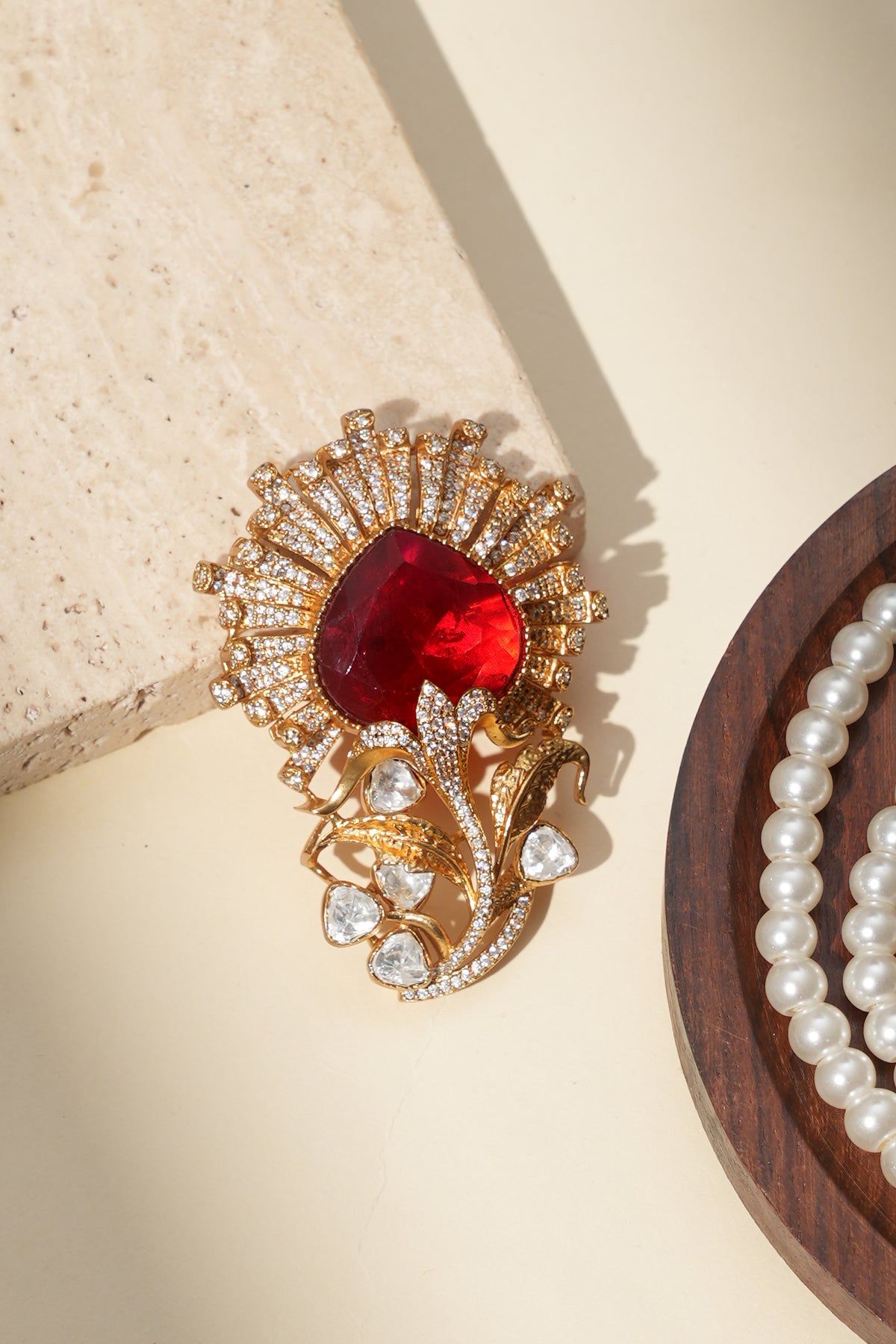 Neelmayur Royal Ruby Kundan Brooch