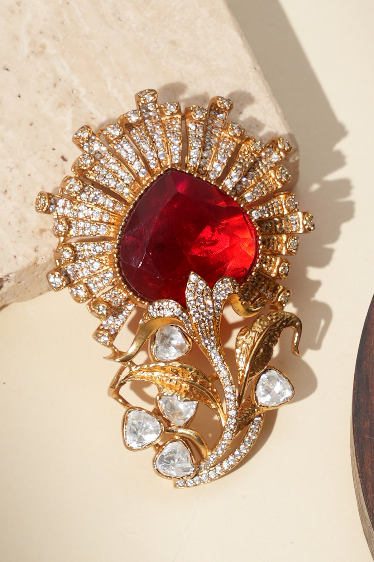 Neelmayur Royal Ruby Kundan Brooch