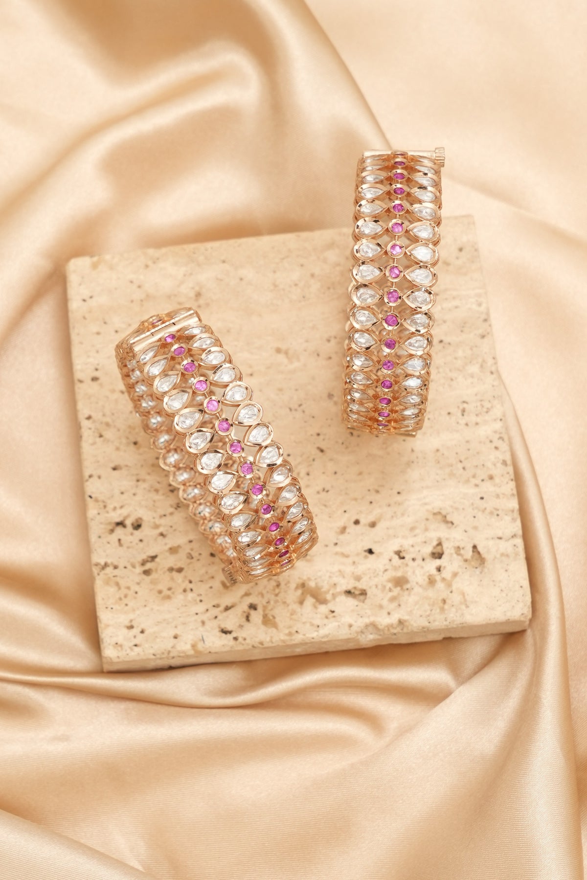 Premium Kundan Ruby Bangles