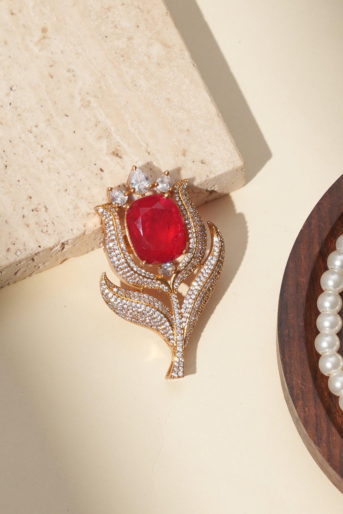 Darbar Ruby Groom Kundan Brooch
