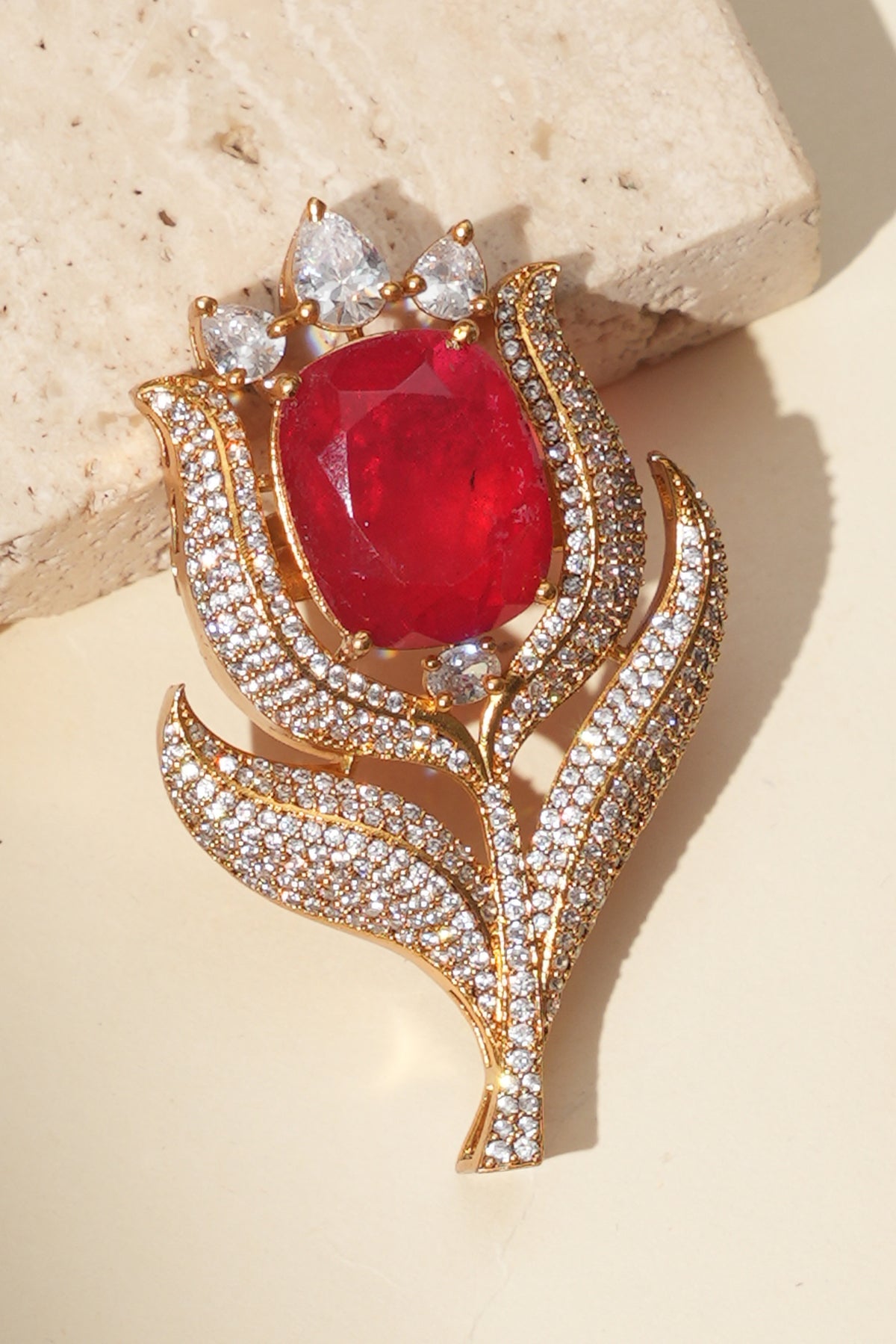 Darbar Ruby Groom Kundan Brooch