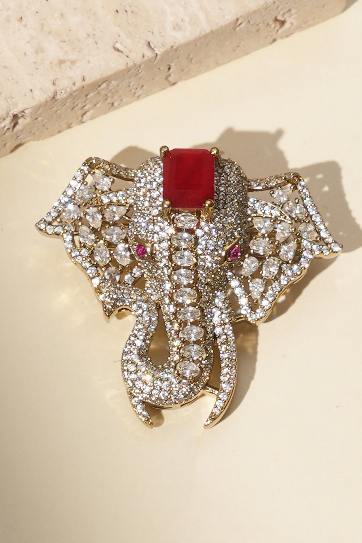 Gajraj Darbar Diamond Ruby Brooch