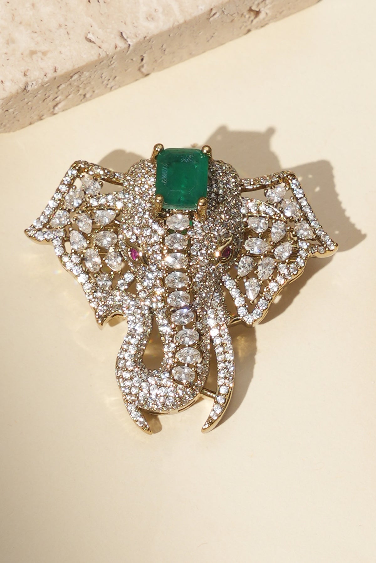 Gajraj Darbar Diamond Emerald Brooch